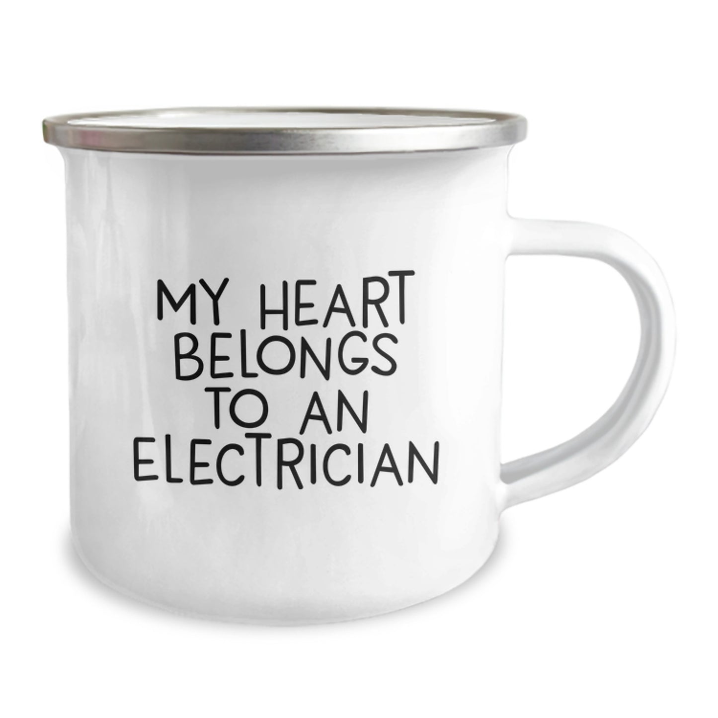 Funny Electrician Gifts from Friends - My Heart Belongs To An Electrician Camping Mug for Men Christmas Unique Presents - Image 2