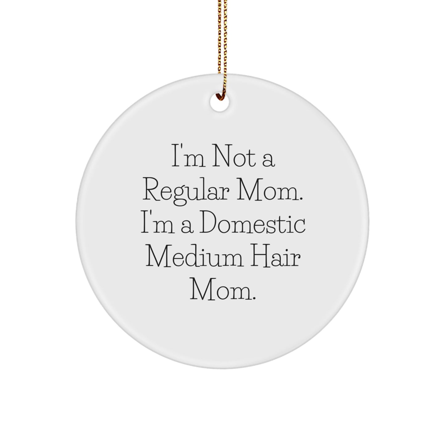 Domestic Medium Hair Circle Ornament Holiday Gift for Coworkers Idea - Image 1