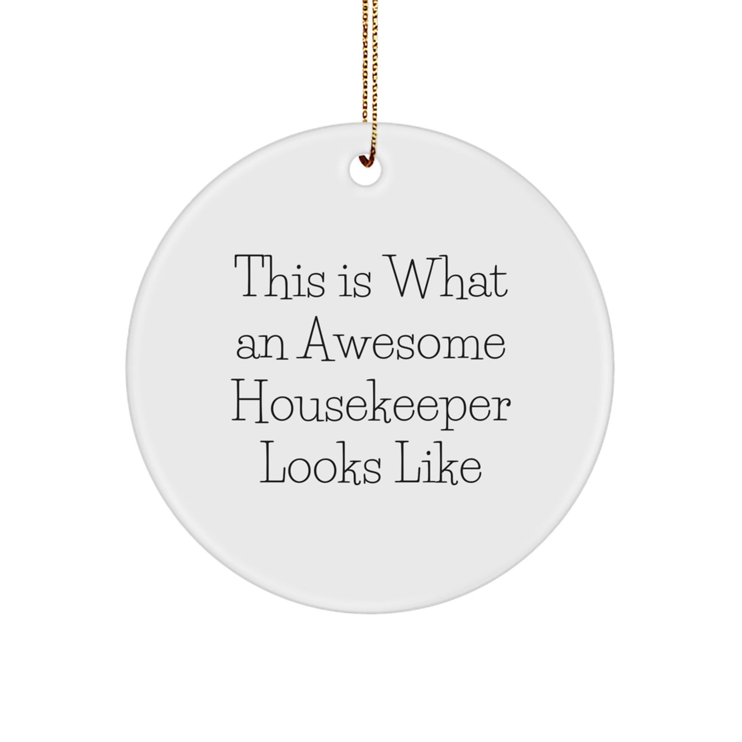 Funny Housekeeper Gifts from Men, Gifts for Housekeeper Women, Funny Christmas Unique Ornaments, This Is What An Awesome Housekeeper Looks Like Circle Ornament - Image 1