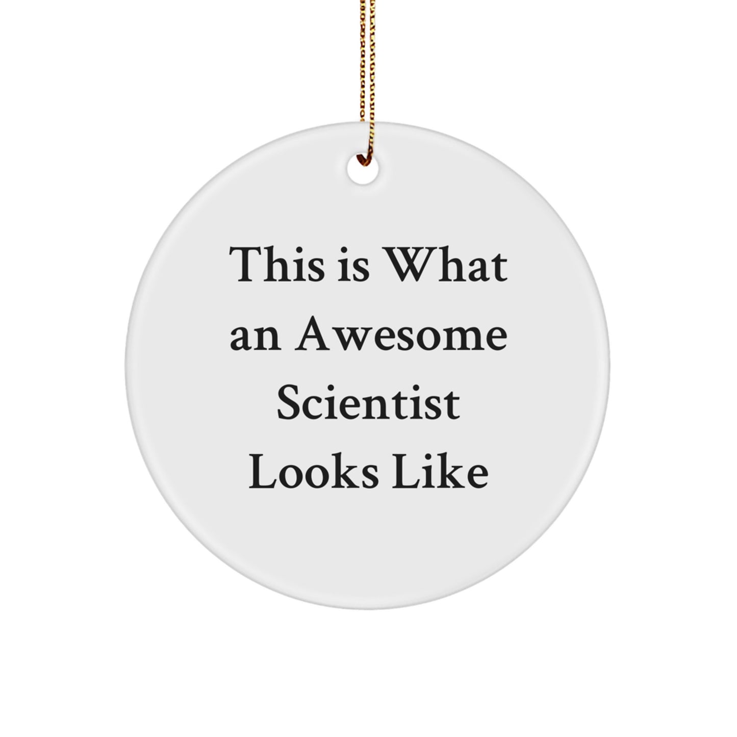 This Is What An Awesome Scientist Looks Like, White Circle Ornament, Funny Scientist Christmas Unique Gift for Friends Family Coworkers - Image 1