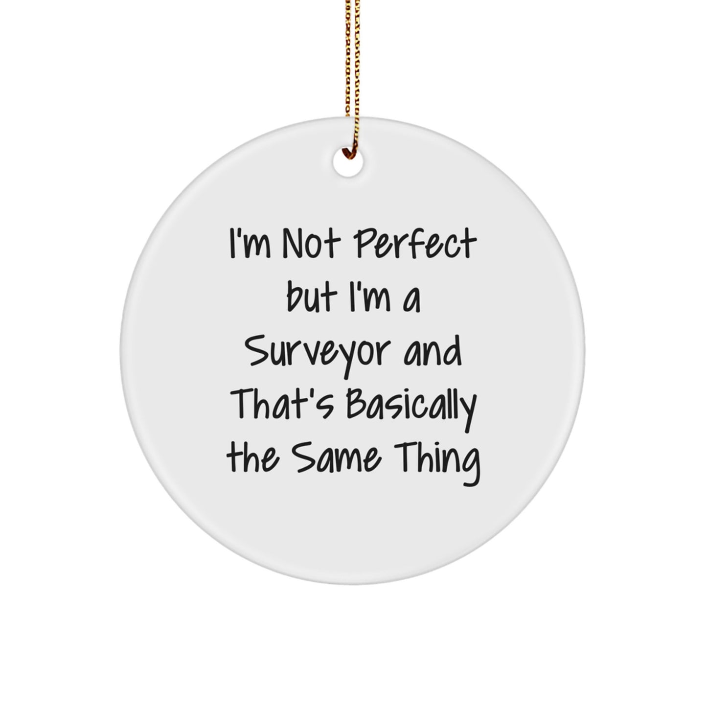 Funny Surveyor Gifts, Circle Ornament for Christmas - 'I'm Not Perfect' - Image 1