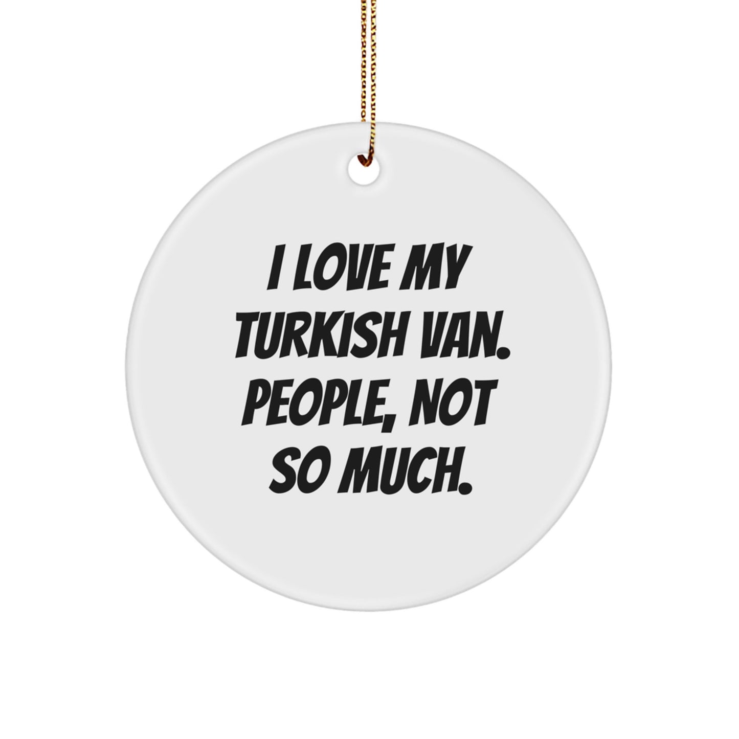Funny Turkish Van Cat Lover Gifts from Friends to Family for Christmas Unique Circle Ornament - Image 1