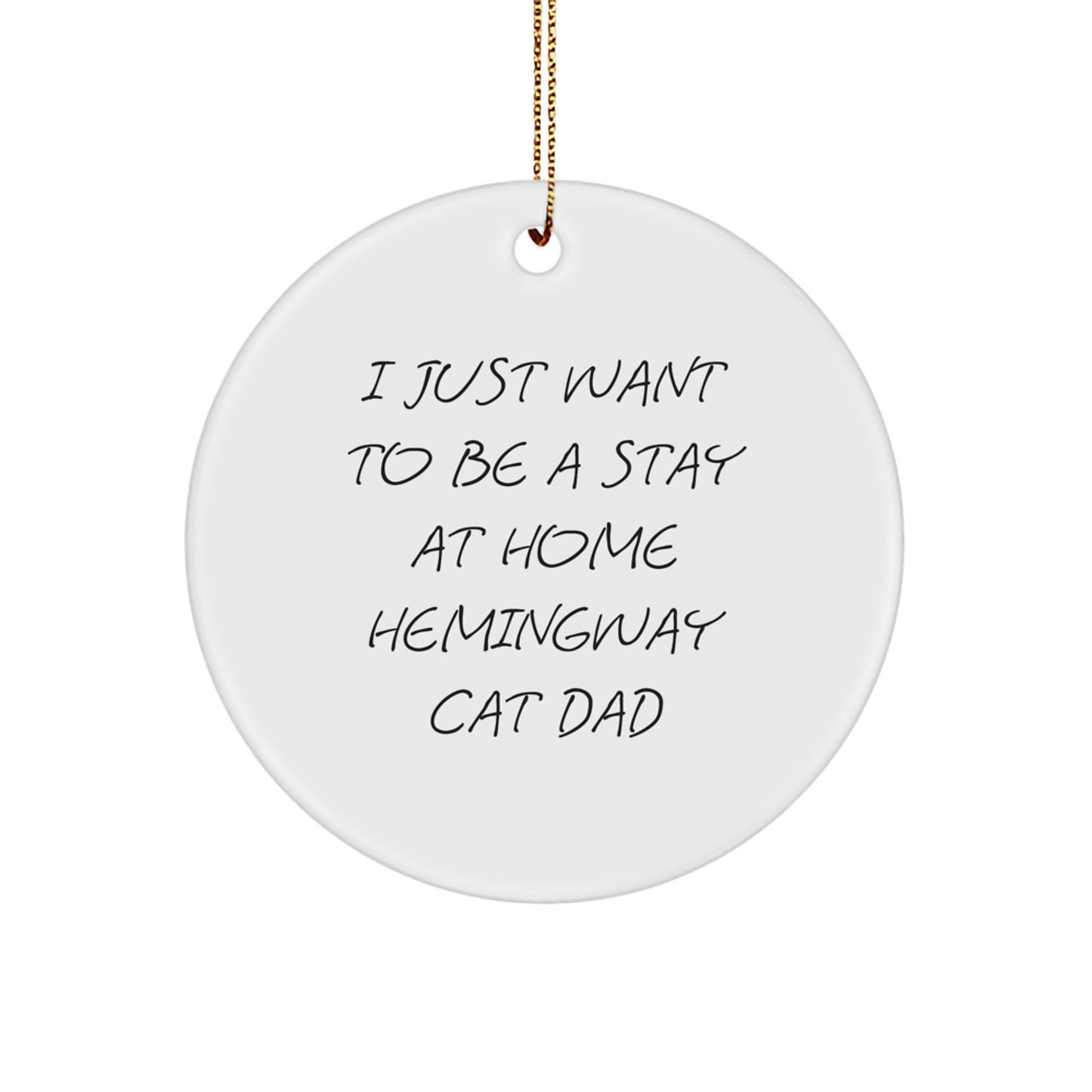 Funny Hemingway Cat Dad Gifts for Men from Friends, Circle Ornament for Christmas - Image 1