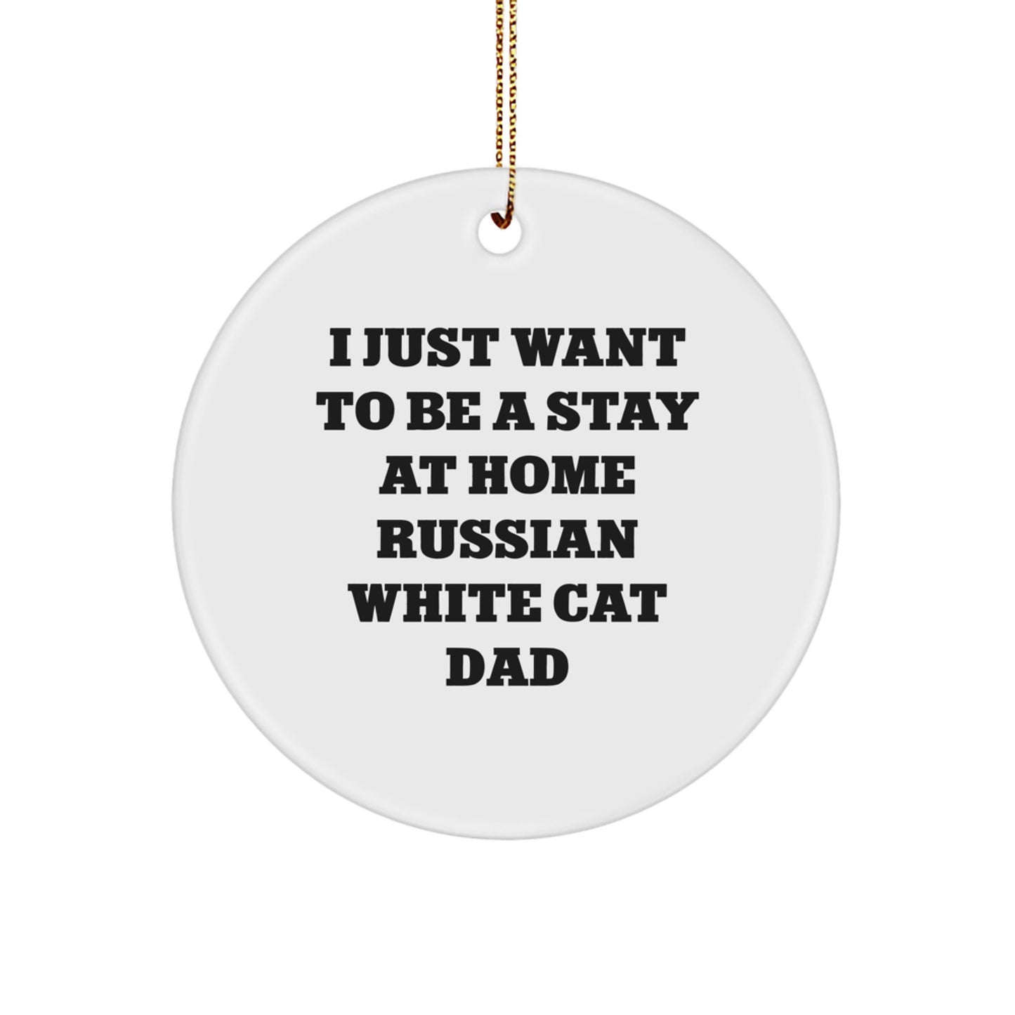 I Just Want To Be A Stay At Home Russian White Cat Dad Funny Circle Ornament Gifts from Men to Russian White Cat Lovers for Christmas - Image 1