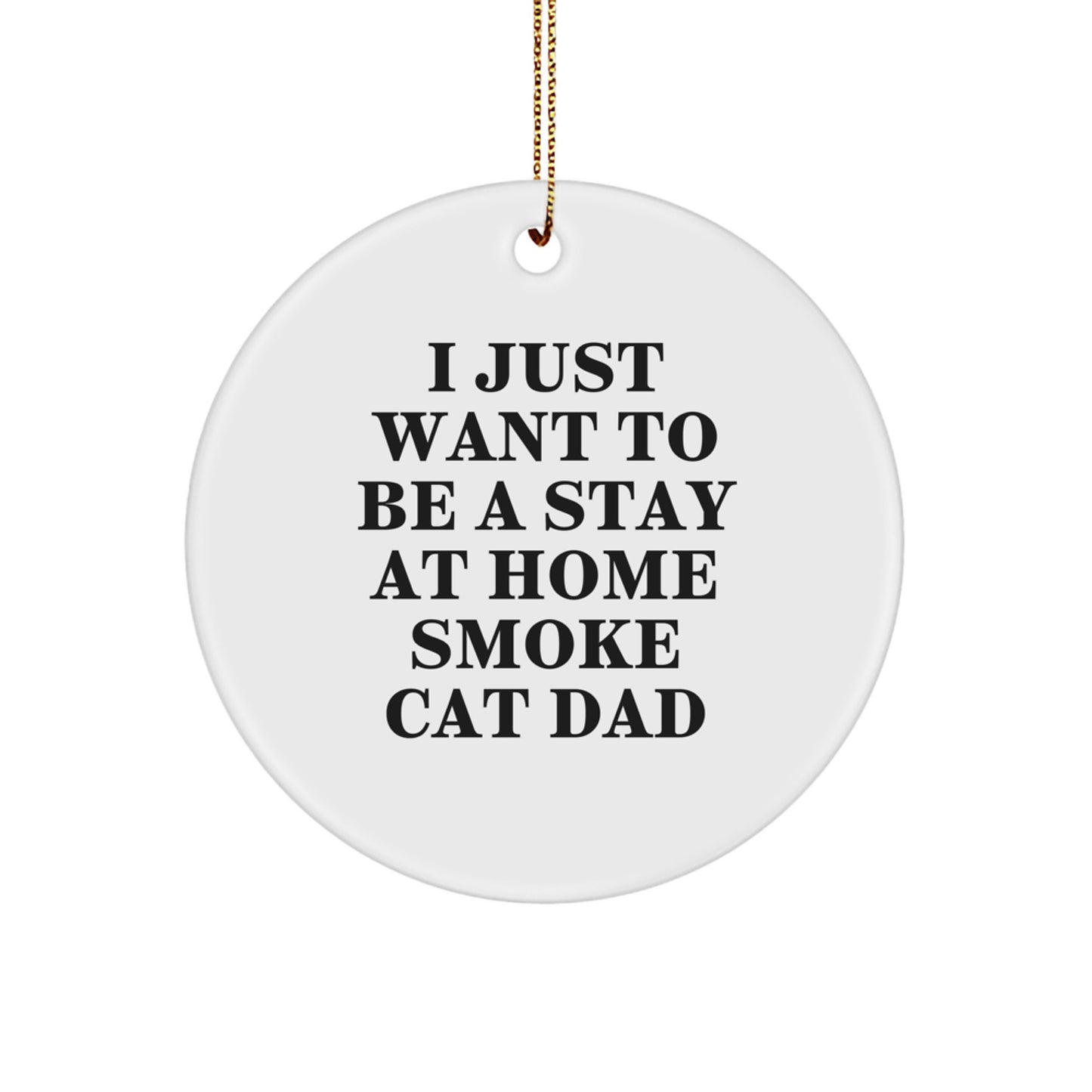 Funny Smoke Cat Gifts for Men - 'I Just Want To Be A Stay At Home Smoke Cat Dad' Circle Ornament - Christmas Unique Gifts from Friends - Image 1