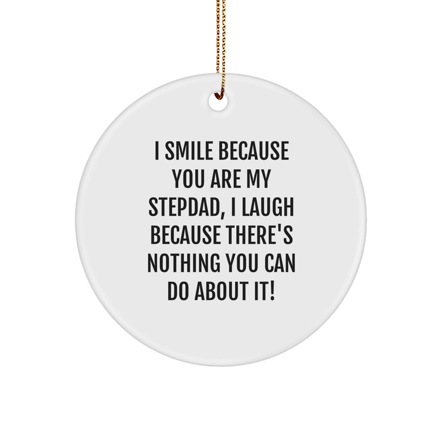 Funny Stepdad Gifts from Family, Christmas Unique Circle Ornament with Humorous Quote - Great for Him, Unique Gift Ideas for Stepdad - Image 1