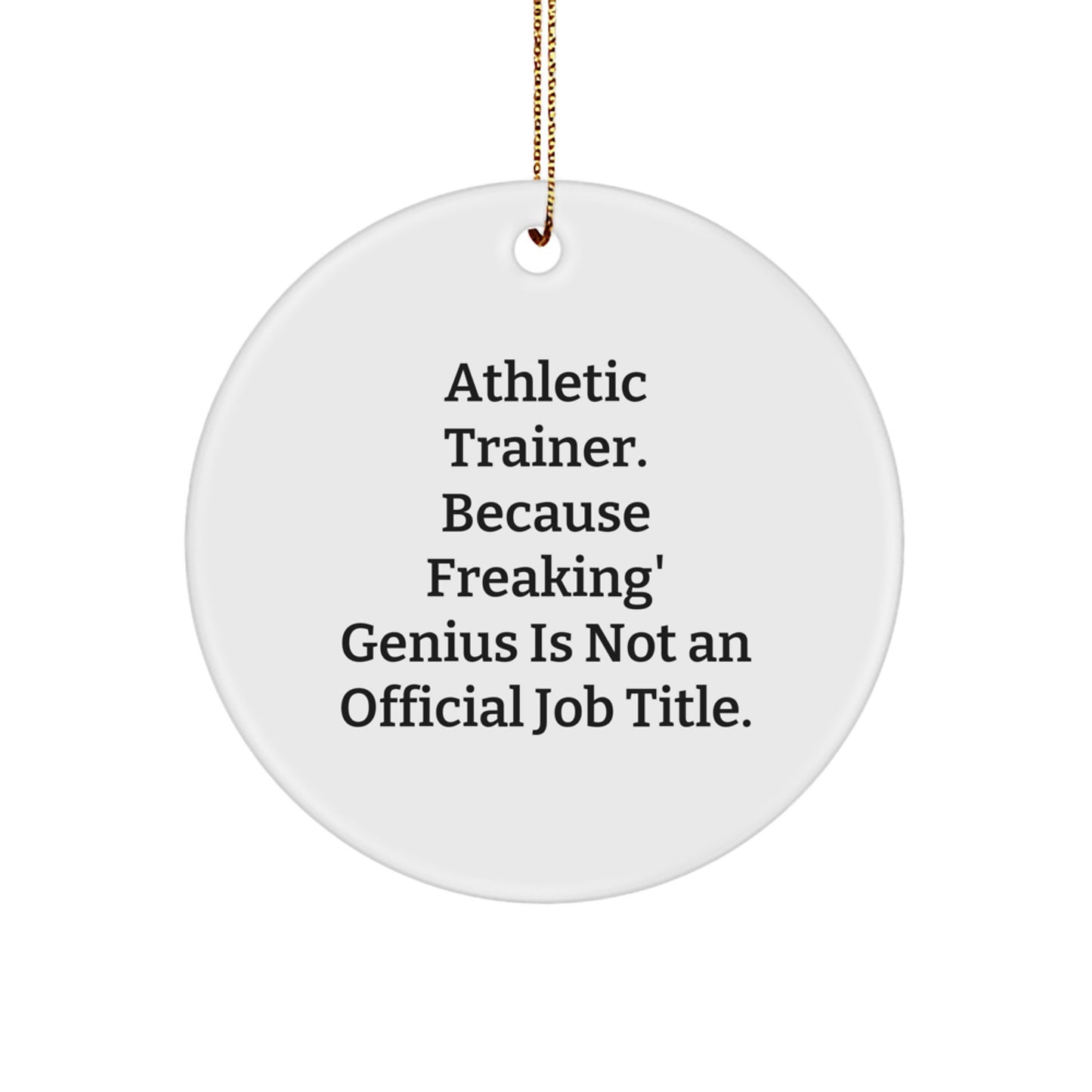 Athletic Trainer Gifts from Friends - 'Funny' Circle Ornament for Christmas - 'genius Is Not An Official Job Title' Quote - Image 1
