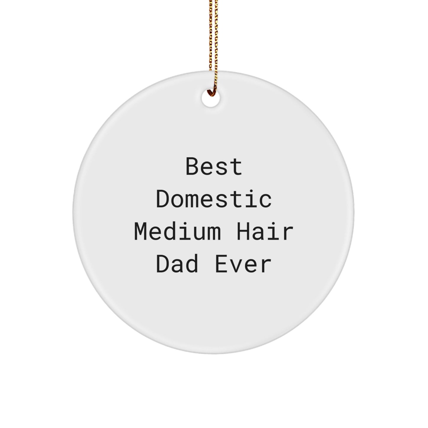Funny Domestic Medium Hair Cat Gifts for Dad - Circle Ornament from Family, Christmas Unique Gifts - Image 1