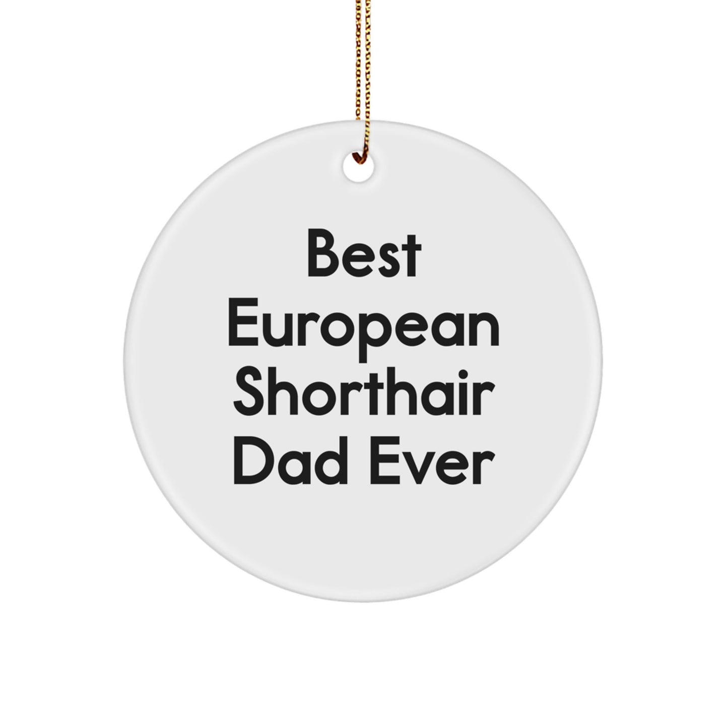 European Shorthair Cat Dad Gifts for Men from Friends - Funny Circle Ornament for Christmas - Image 1