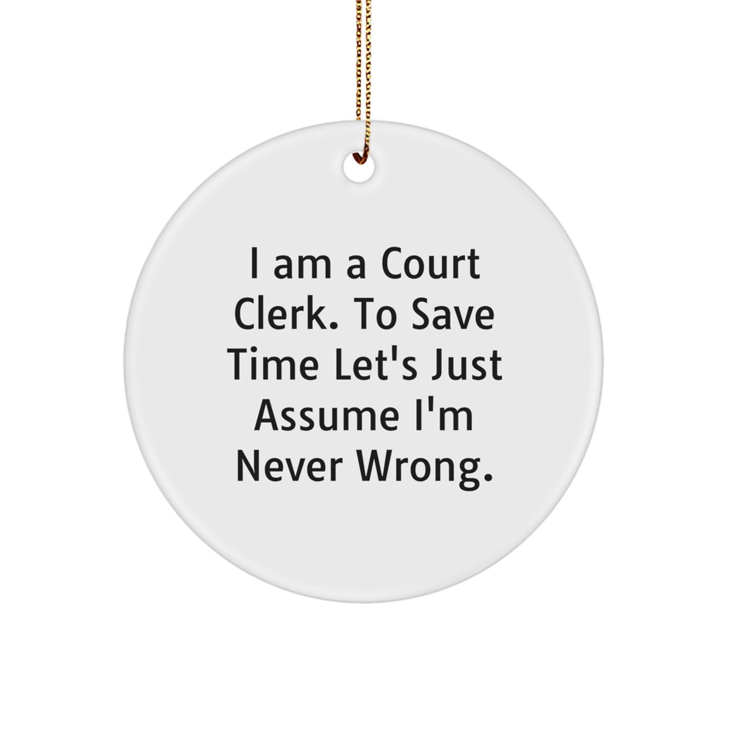 Court Clerk Keepsake Christmas Ornament for Him Gift - Image 1
