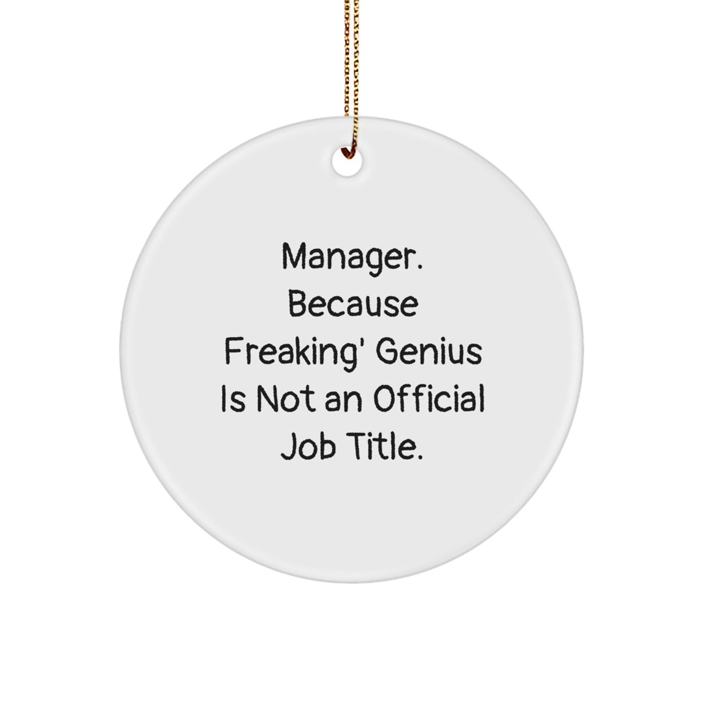 Funny Manager Gifts from Friends, Circle Ornament with Inspirational Quote 'genius Is Not An Official Job Title', Christmas Unique Gifts for Manager Coworkers - Image 1