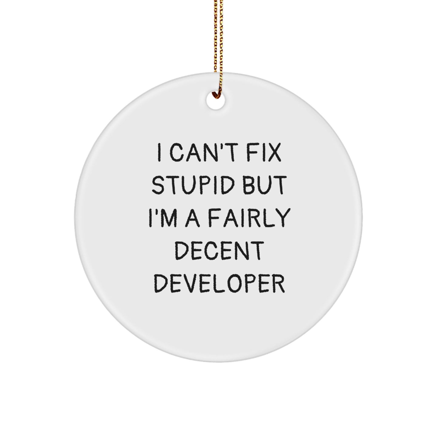 Funny Developer Christmas Unique Gifts from Friends, Unique Circle Ornament for Men, Women, Coworkers, Family - I 'm A Fairly Decent Dev - Image 1