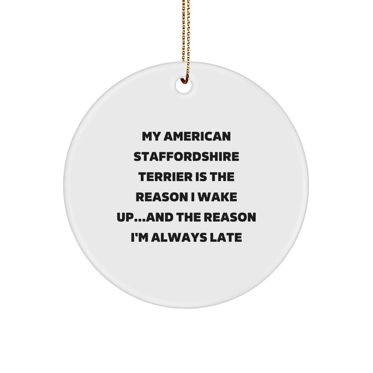 Funny American Staffordshire Terrier Dog Circle Ornaments Gifts for Men from Friends with Christmas Unique Gifts - Image 1