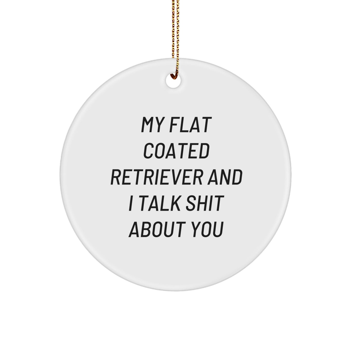 Funny Flat Coated Retriever Dog Gifts from Friends for Men and Women - 'My Flat Coated Retriever And I Talk Shit About You' Christmas Unique Circle Ornament - Image 1
