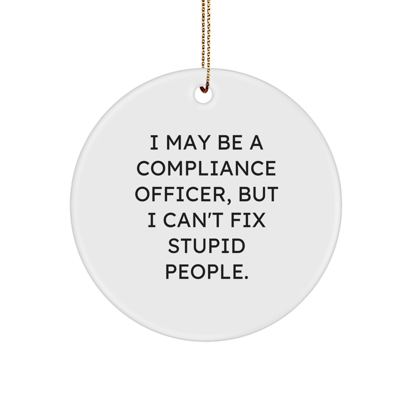 Compliance Officer Humor Gifts from Friends and Family for Christmas Unique Circle Ornaments I May Be A Compliance Officer But I Cant Fix Stupid People - Image 1