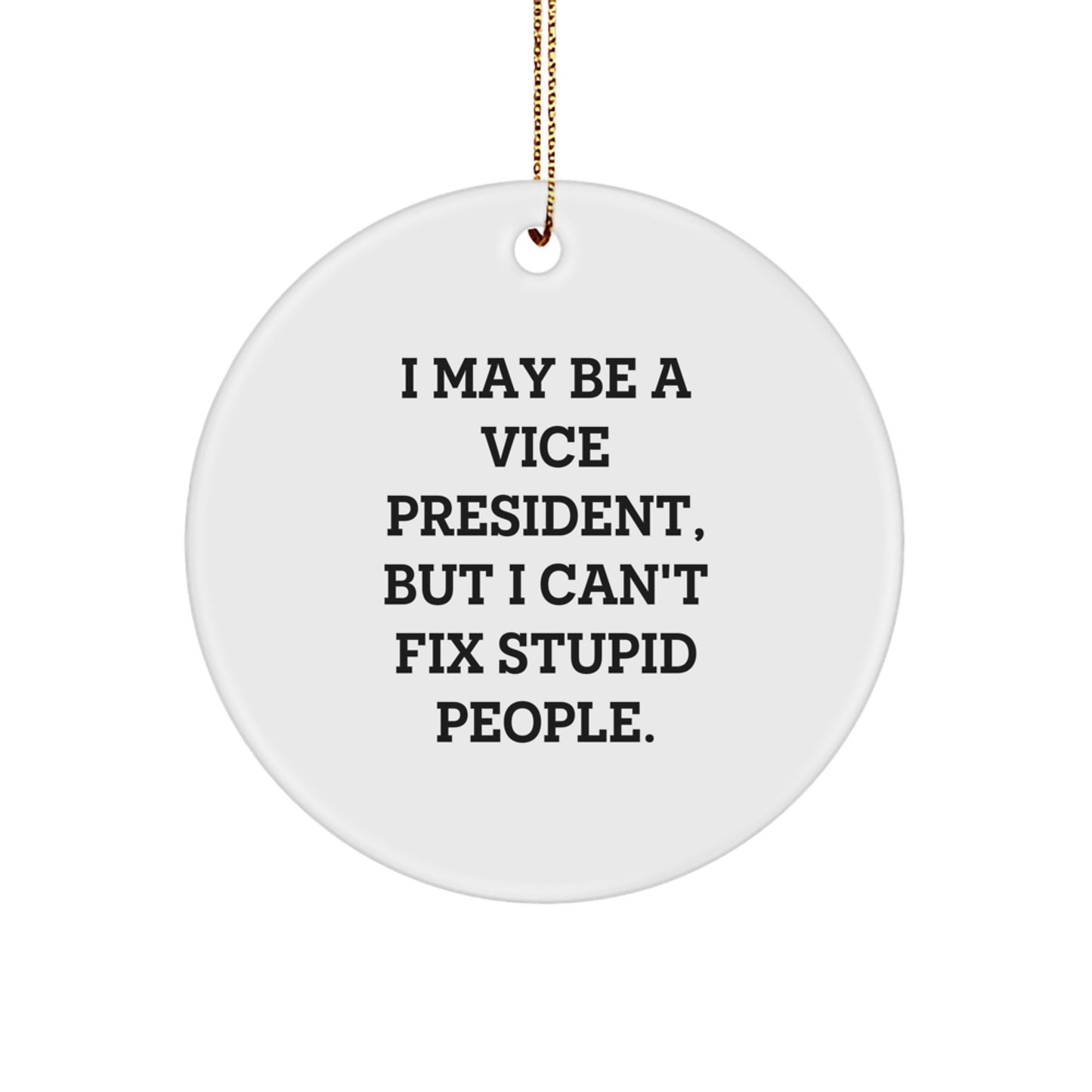 Funny Vice President Circle Ornament Gifts for Vice President from Friends, Coworkers, or Family - 'I May Be A Vice President, But I Can't Fix Stupid People. Christmas Unique Gifts - Image 1