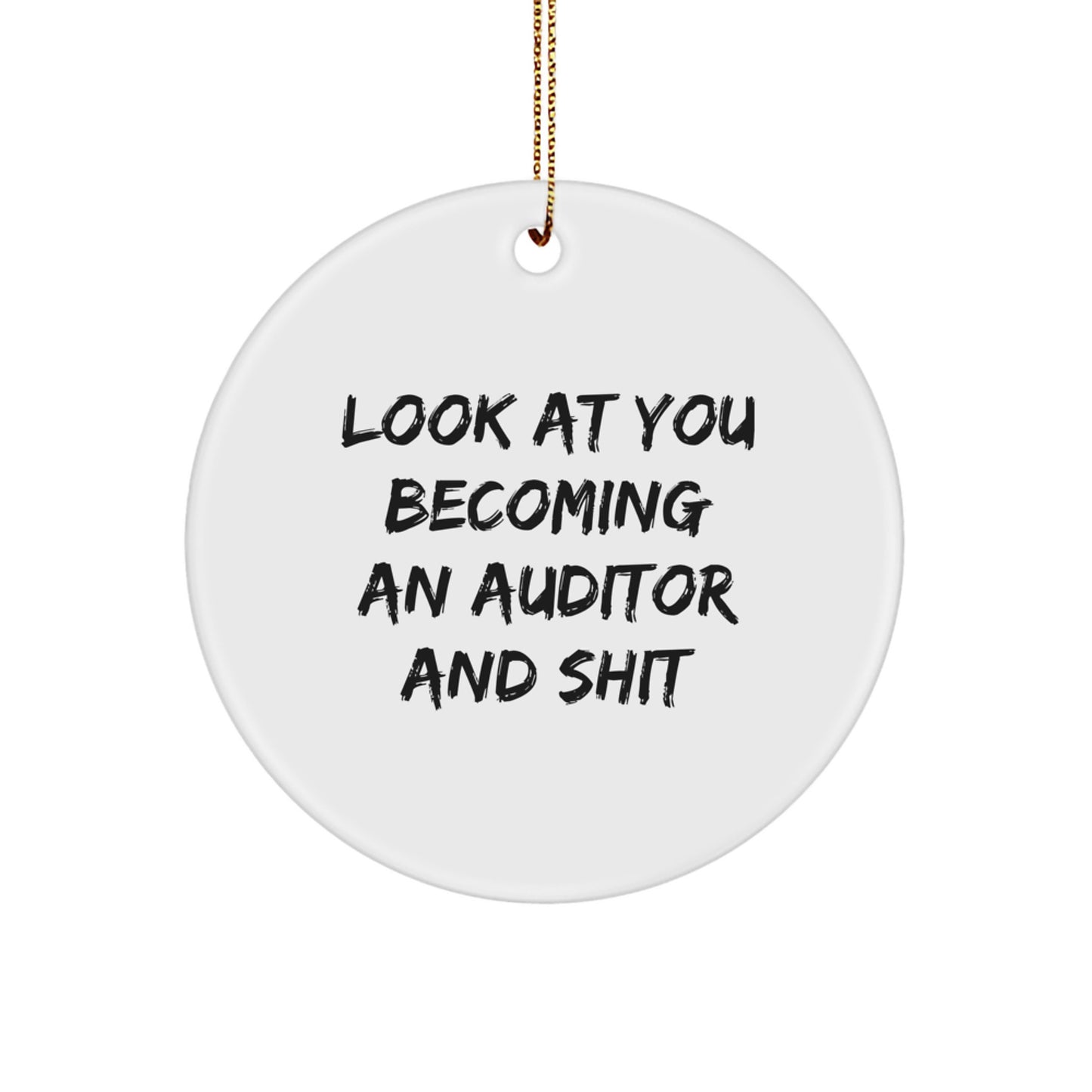 Funny Auditor Gifts for Men, Christmas Unique Circle Ornaments from Friends, 'Look At You Becoming An Auditor And Shit' - Image 1