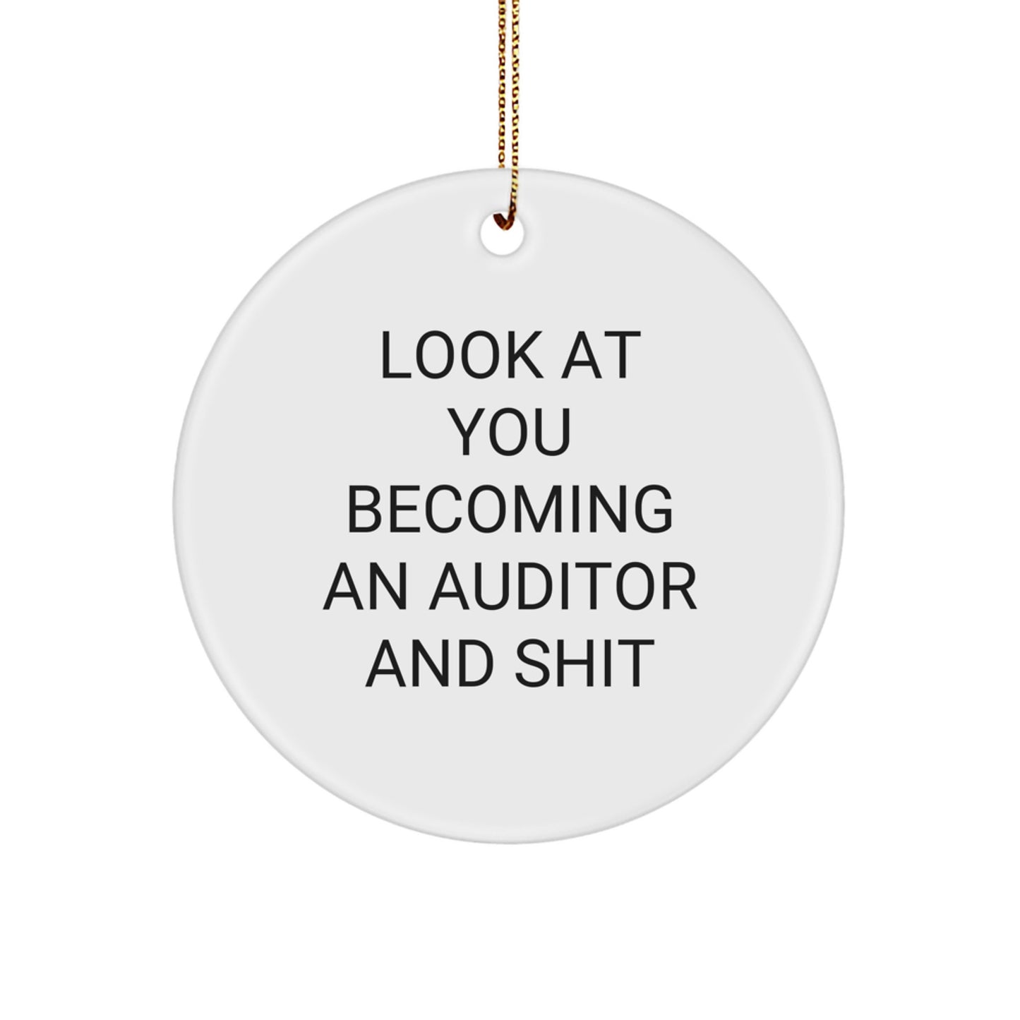 Funny Auditor Gifts from Friends, Gifts for Auditor Men, Circle Ornament - Look At You Becoming An Auditor And Shit - Christmas Unique Ornaments - Image 1