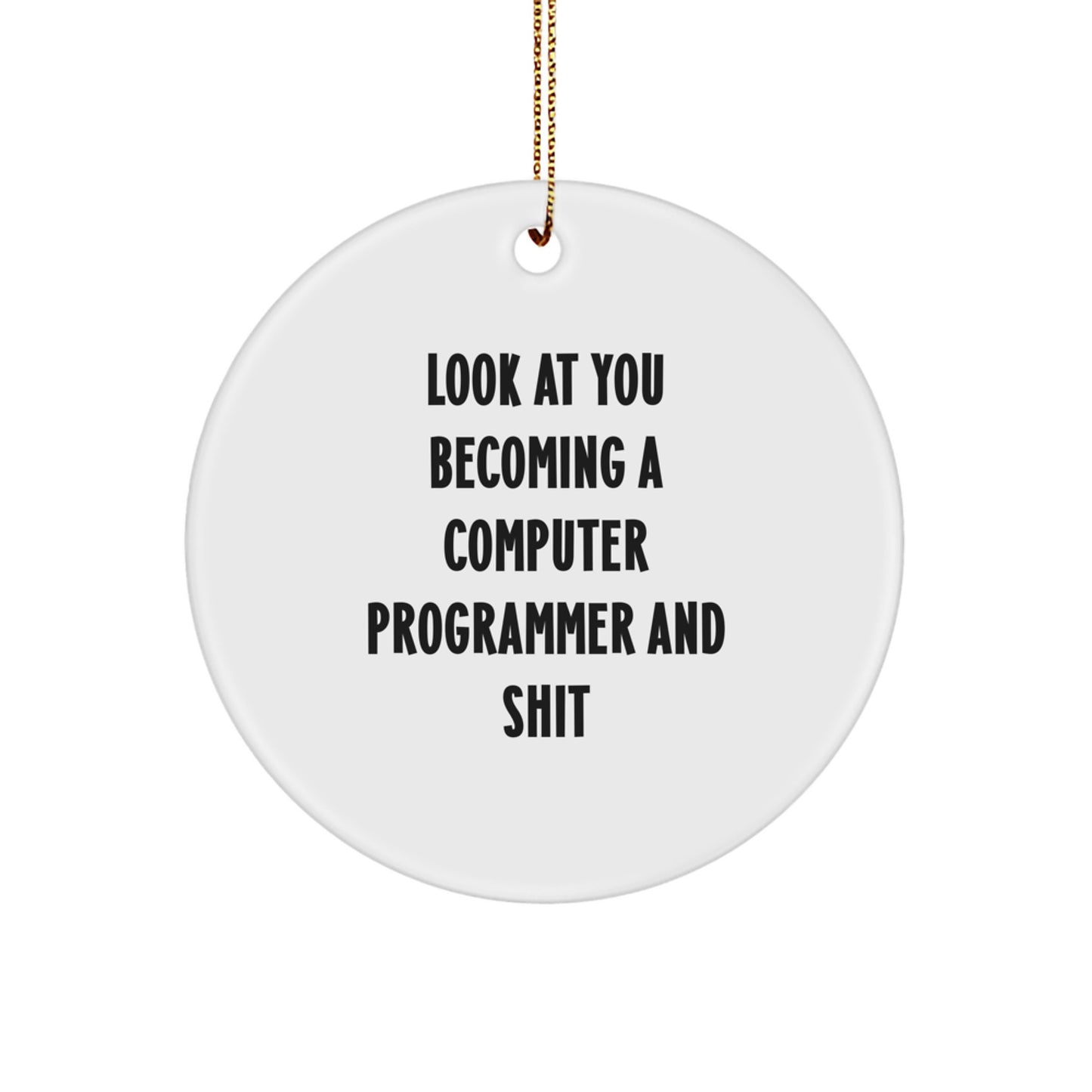 Funny Computer Programmer Gifts from Friends - Circle Ornament with Inspirational Quote - Unique Christmas Unique Gifts for Men or Women, Computer Programmer, or Co-Workers - Image 1