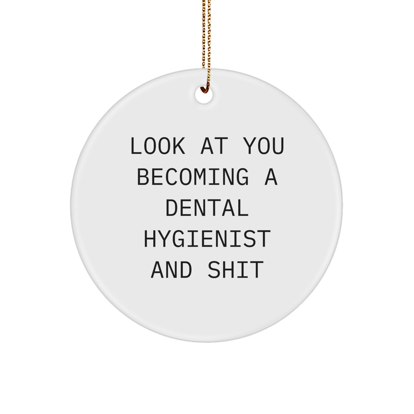 Funny Dental Hygienist Gifts for Men Women Friends Family - Circle Ornament Christmas Unique Presents 'Look At You Becoming A Dental Hygienist And Shit' - Image 1