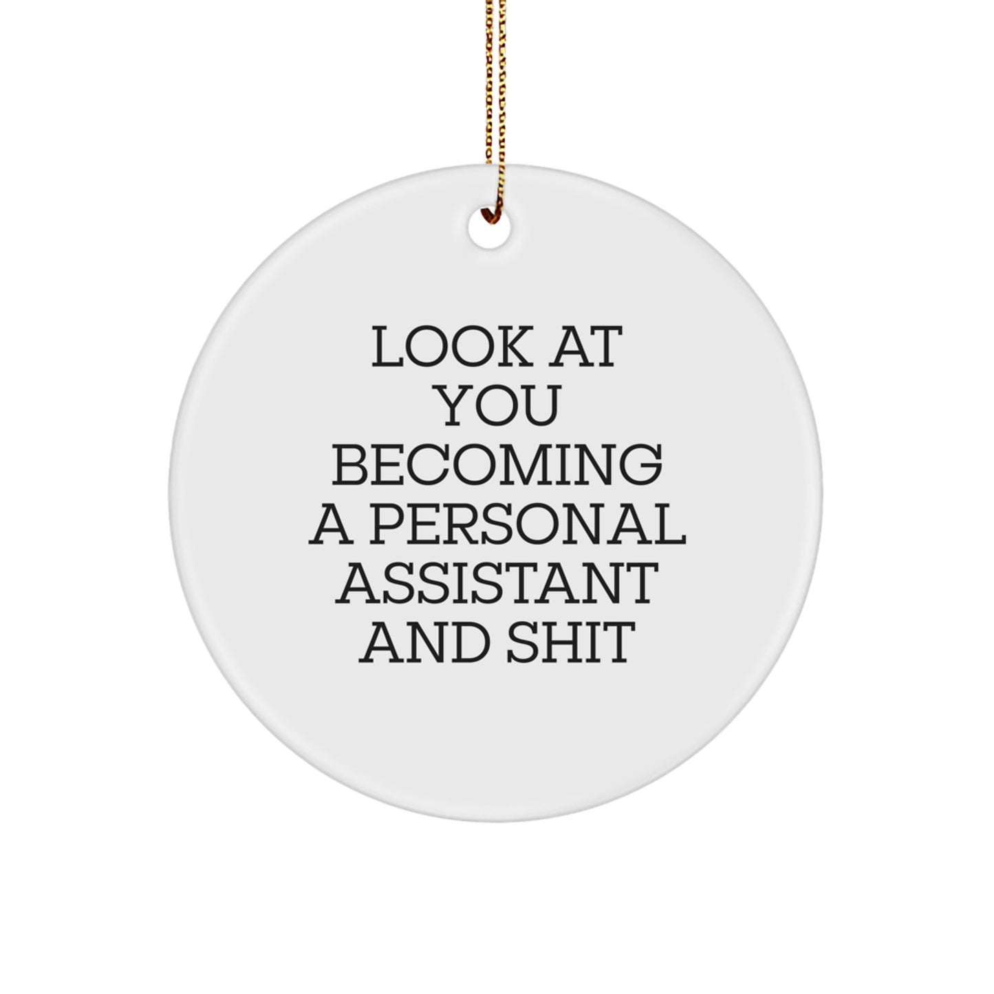 Funny Personal Assistant Gifts, Circle Ornament with Inspiring Quote, 'Look At You Becoming A Personal Assistant And Shit' - Gifts from Friends for Personal Assistants, Christmas Unique Gifts - Image 1