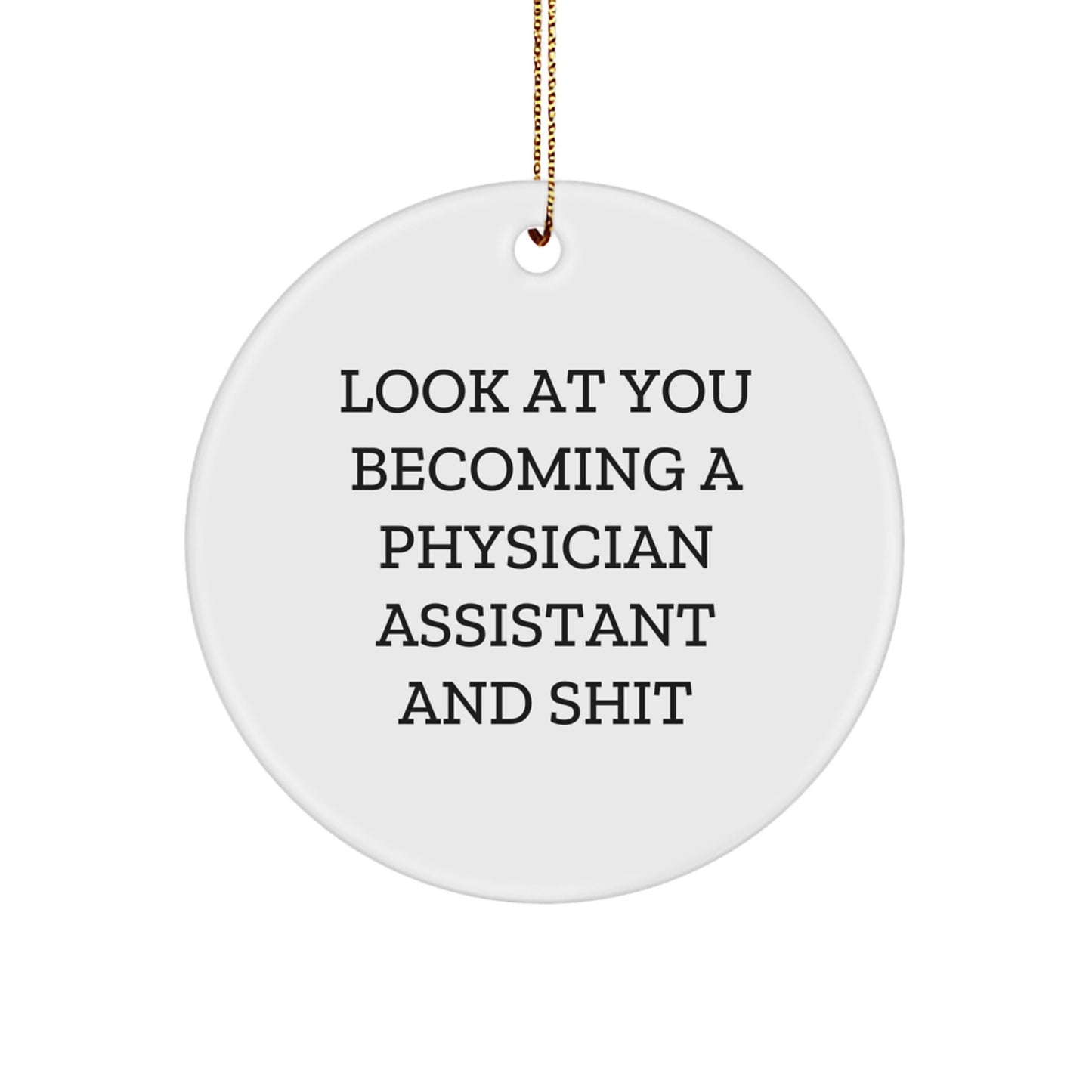 Funny Physician Assistant Gifts, Circle Ornament, 'Look At You Becoming A Physician Assistant And Shit', Christmas Unique Gifts from Friends to Physician Assistants - Image 1
