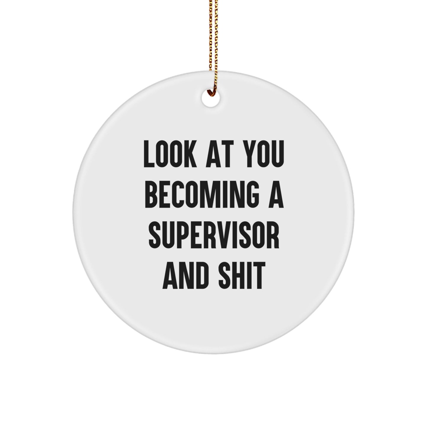 Funny Supervisor Gifts from Friends, Christmas Unique Circle Ornament for Supervisor, Look At You Becoming A Supervisor And Shit - Image 1