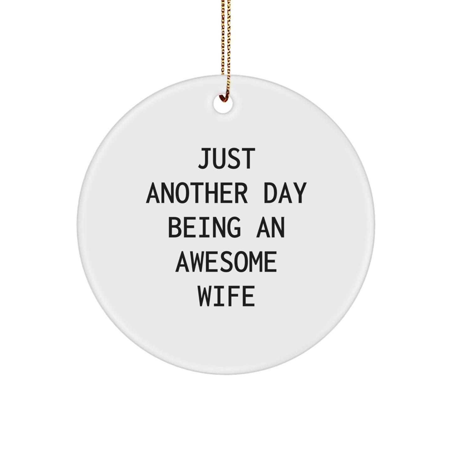 Funny Wife Gifts for Her, Christmas Unique Circle Ornament 'Just Another Day Being An Awesome Wife', Gifts from Husband - Image 1