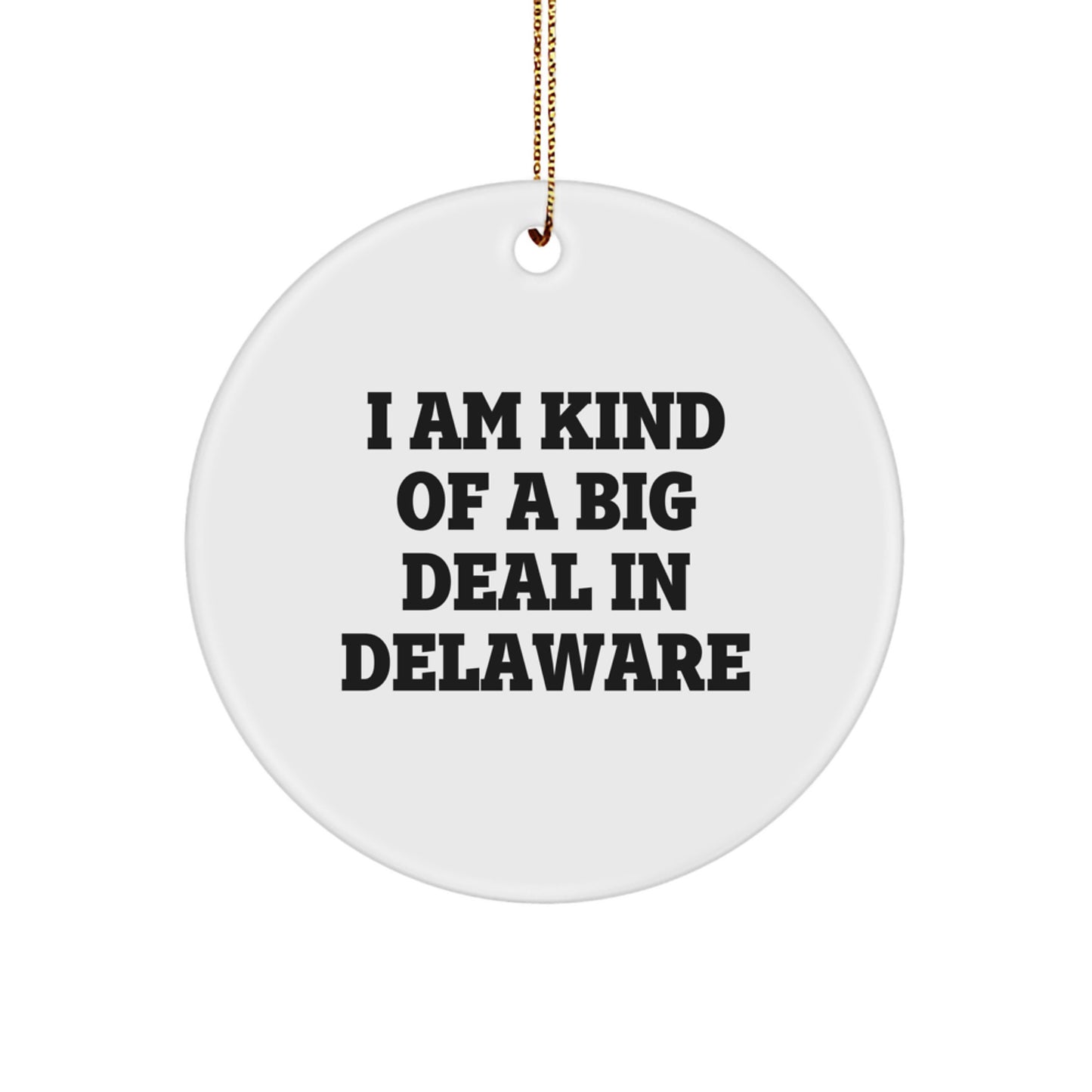 Funny Delaware Gifts from Friends, I Am Kind Of A Prime Selection In Delaware Circle Ornament for Delaware Fans, White Christmas Unique Gifts - Image 1