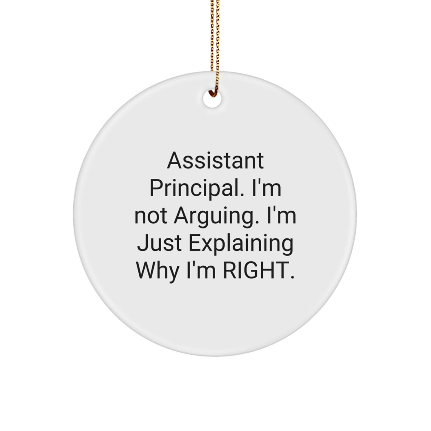 Funny Christmas Unique Gifts for Assistant Principal - 'I'm Not Arguing' Circle Ornament, Gifts from Coworkers, Friends, Family - Unique Decorations, Assistant Principal Christmas Unique Gifts - Image 1