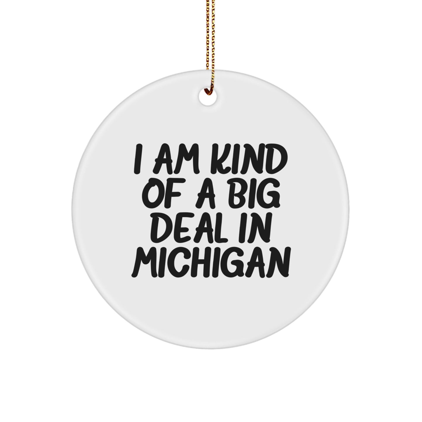 Michigan Christmas Unique Gifts from Friends to Family with Funny Quote I Am Kind Of A Prime Selection In Michigan Circle Ornament - Image 1