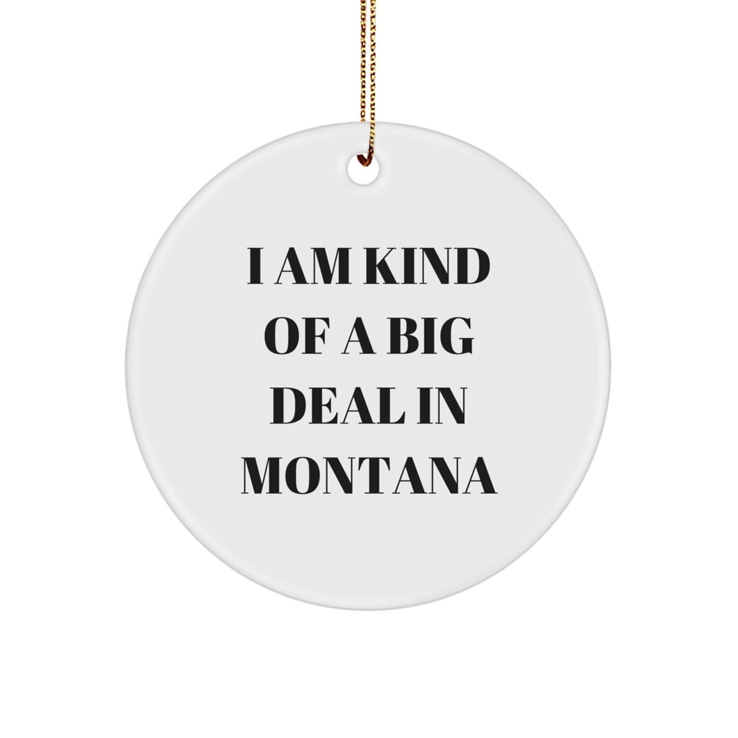 Montana Christmas Unique Gifts from Men to Friends with 'I Am Kind Of A Prime Selection In Montana' Funny Circle Ornament - Image 1