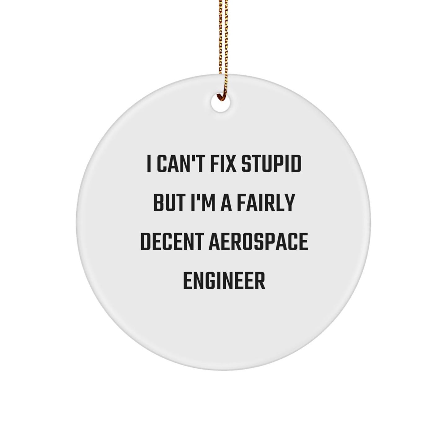 Funny Aerospace Engineer Gifts from Friends for Men - I'm A Fairly Decent Aerospace Engineer Circle Ornament for Christmas Unique Presents - Image 1
