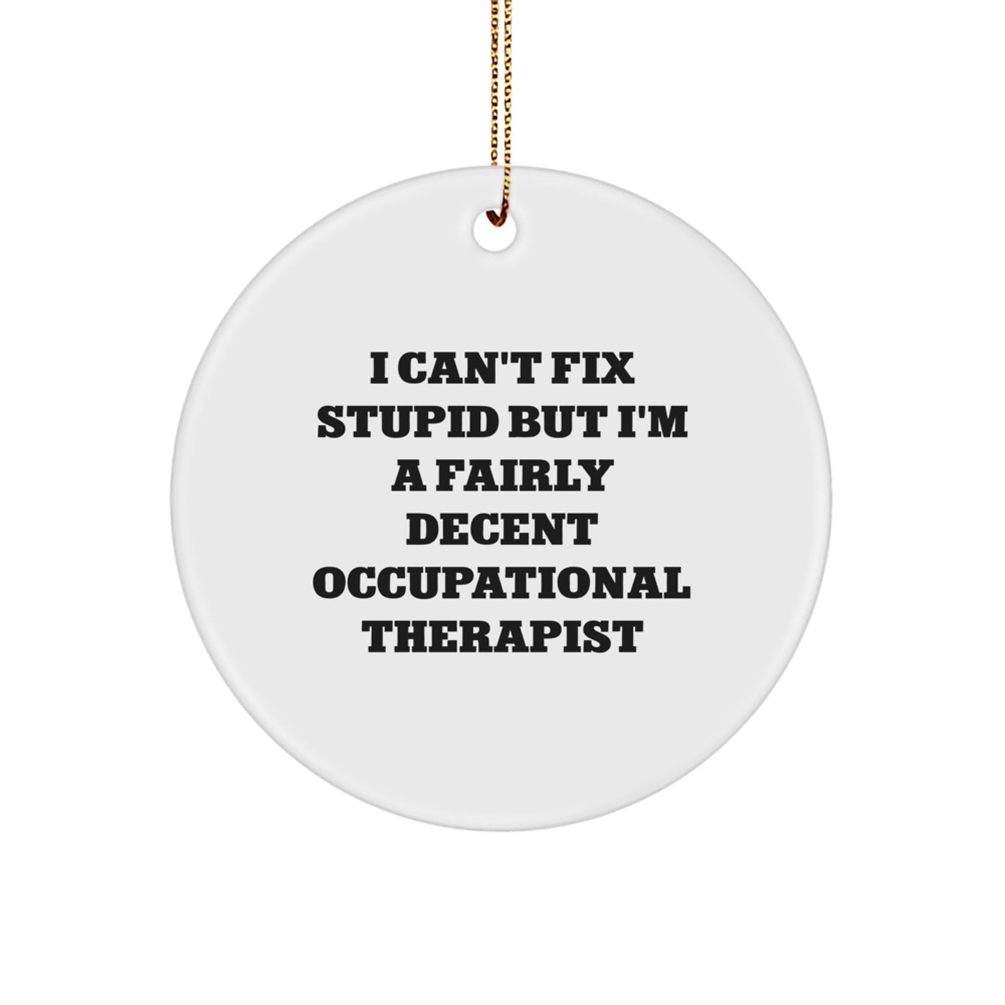 Occupational Therapist Gifts from Friends, Fairly Decent Circle Ornaments with Funny Quote, Christmas Unique Occupation Decor - Image 1