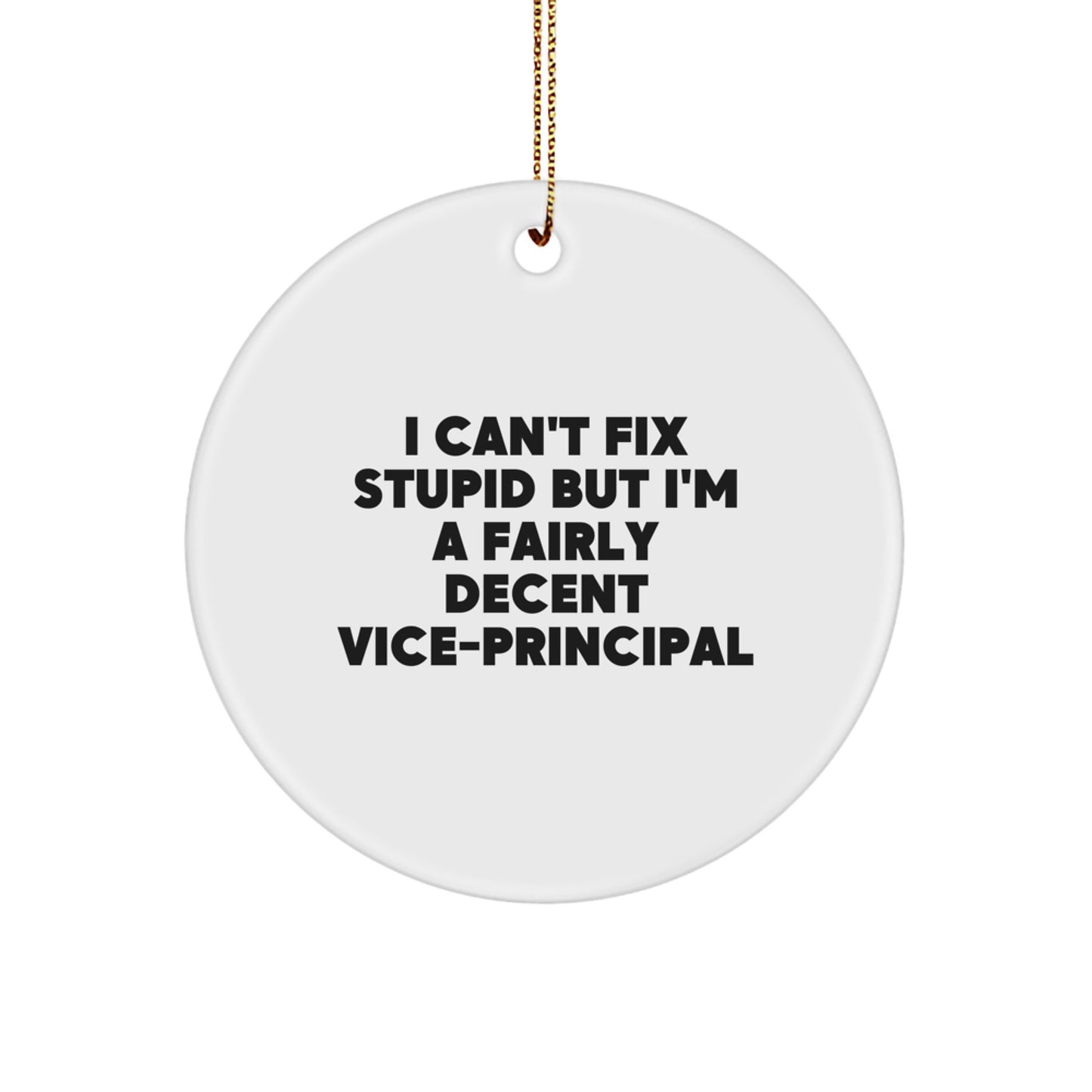 Gifts from Men to Vice-principal - I Can't Fix Stupid But I'm A Fairly Decent Vice-principal Circle Ornament for Christmas - Image 1