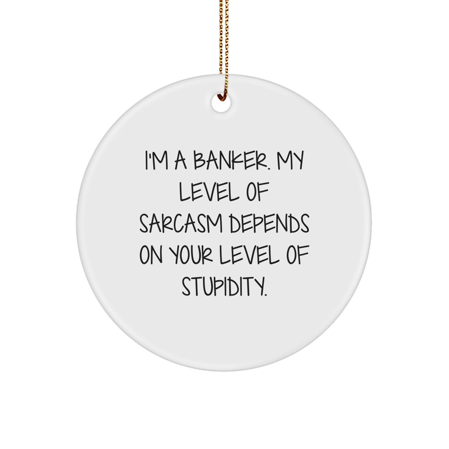 Funny Banker Gifts, Circle Ornament for Men, Women, Friends, Coworkers - 'I'm A Banker. My Level Of Sarcasm Depends On Your Level Of Stupidity.' - Christmas Unique Gifts from Family - Image 1