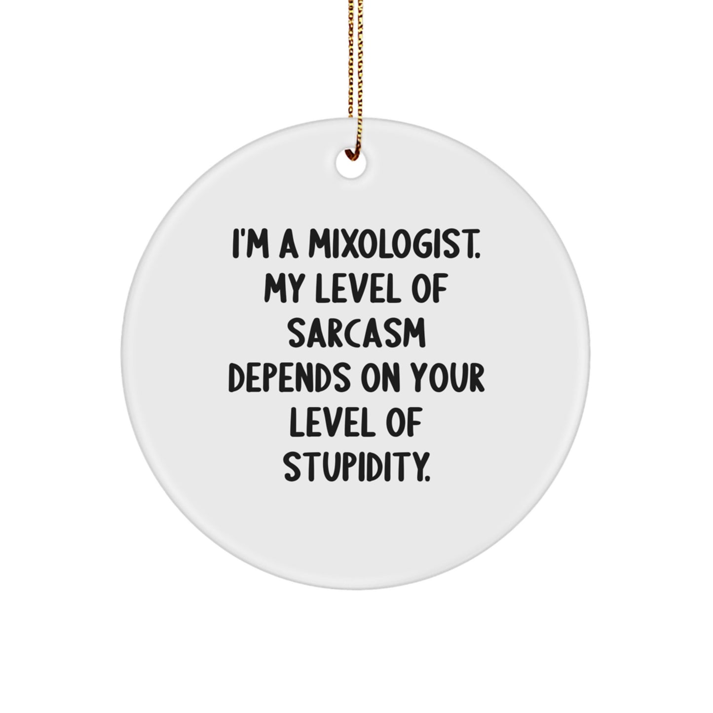 Mixologist Gifts from Friends for Christmas, Funny Circle Ornament with Sarcasm Quote, Unique Presents for Men, Women, or Coworkers - Image 1