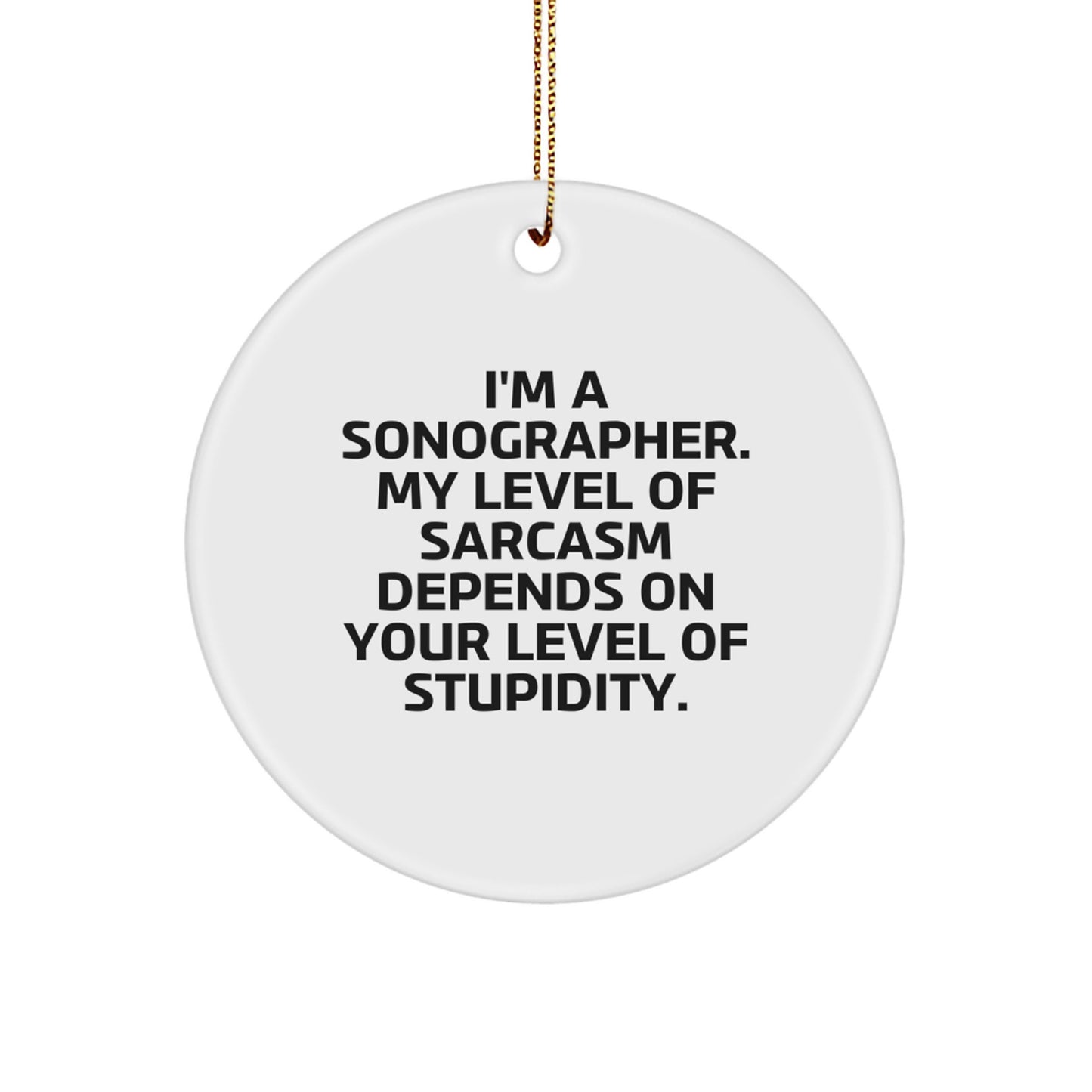 Funny Sonographer Gifts from Friends, Christmas Circle Ornament with Sarcasm Quote, Gifts for Sonographer Women - Image 1