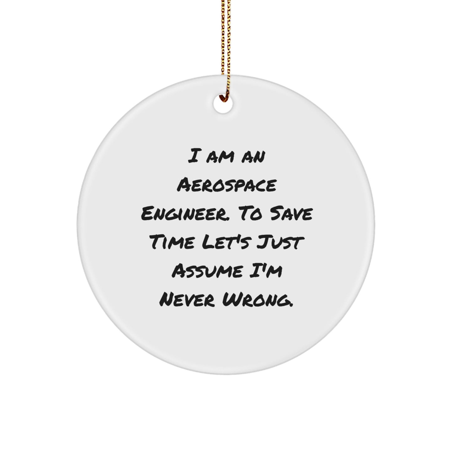 Aerospace Engineer Gifts, Funny Quote Circle Ornament, Christmas Unique Presents from Friends to Colleagues, Fun Decorations for Men Women - Image 1