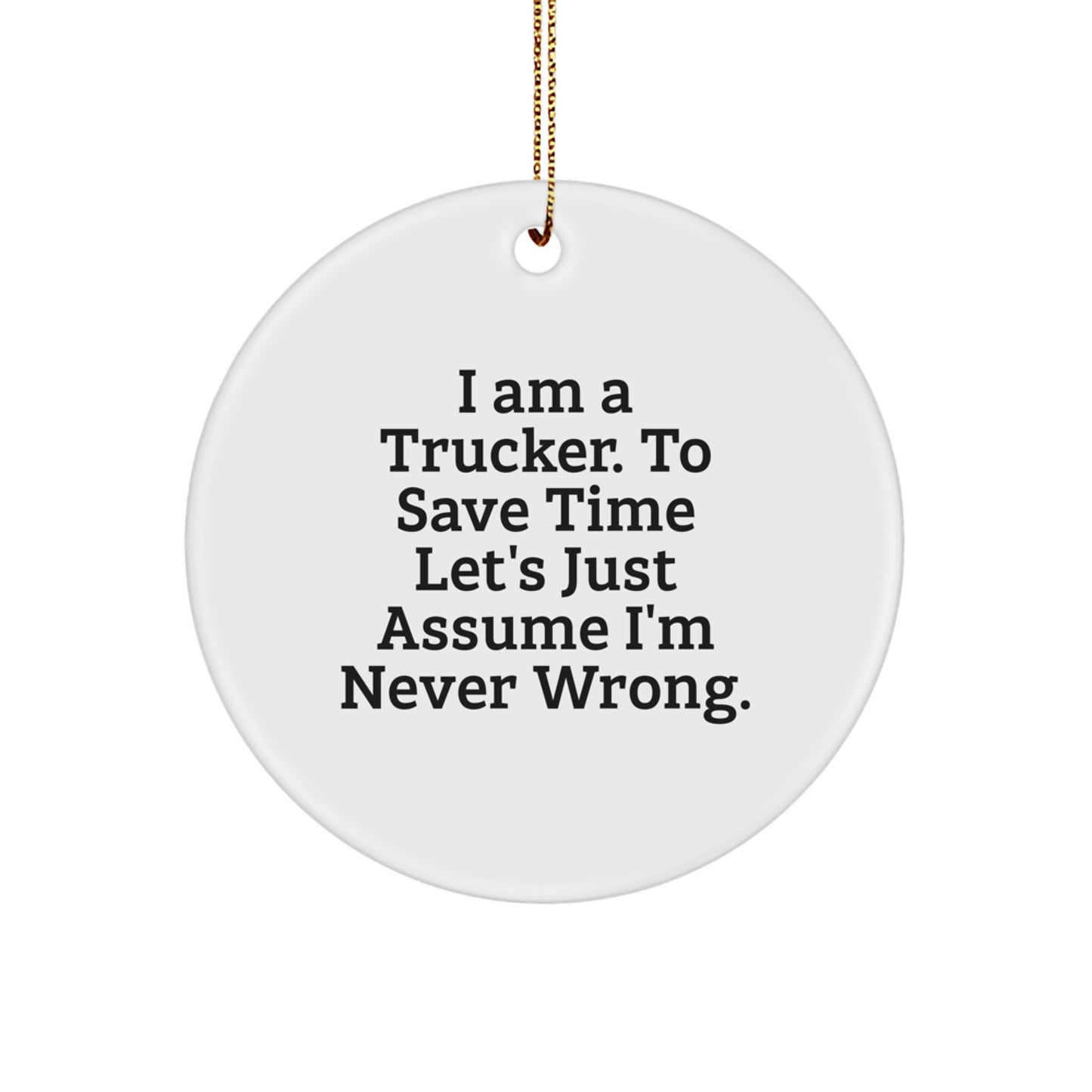 Funny Trucker Gifts from Friends, Unique Circle Ornament for Trucker Men, Christmas Unique Gifts for Trucker - Image 1
