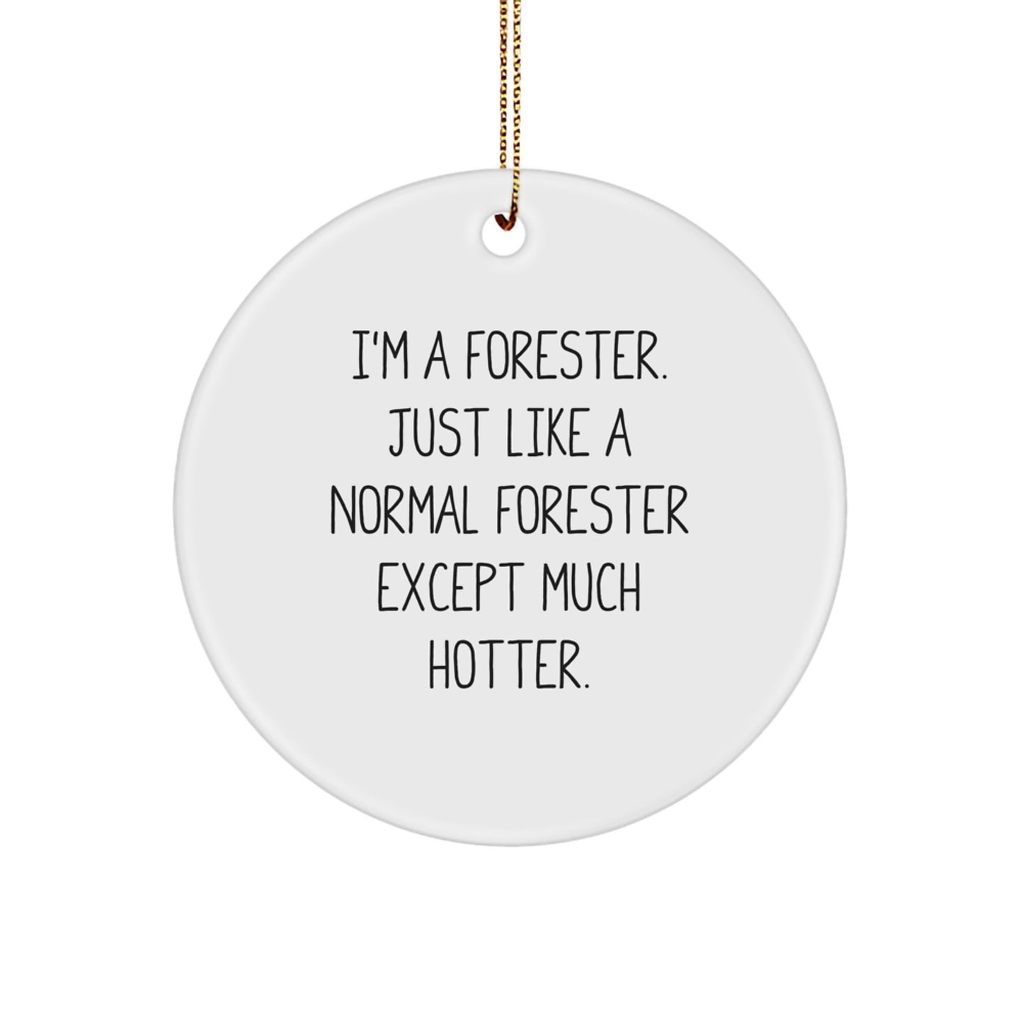 Forester Christmas Unique Gifts from Friends and Family - 'I'm A Forester. Just Like A Normal Forester Except Much Hotter.' Funny Circle Ornament - Image 1