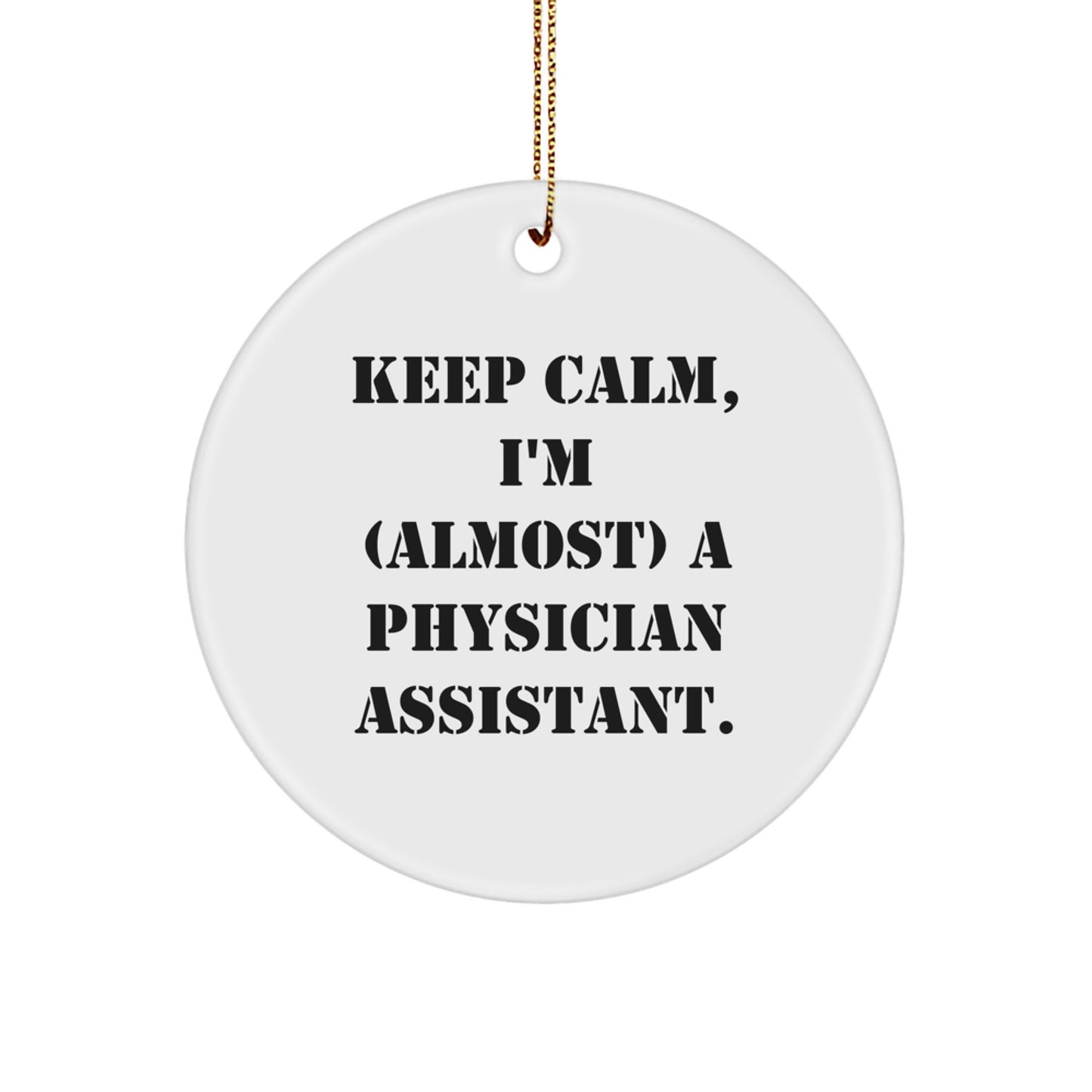 Funny Physician Assistant Gifts from Friends - Keep Calm I'm (almost) A PA Circle Ornament for Christmas - Image 1