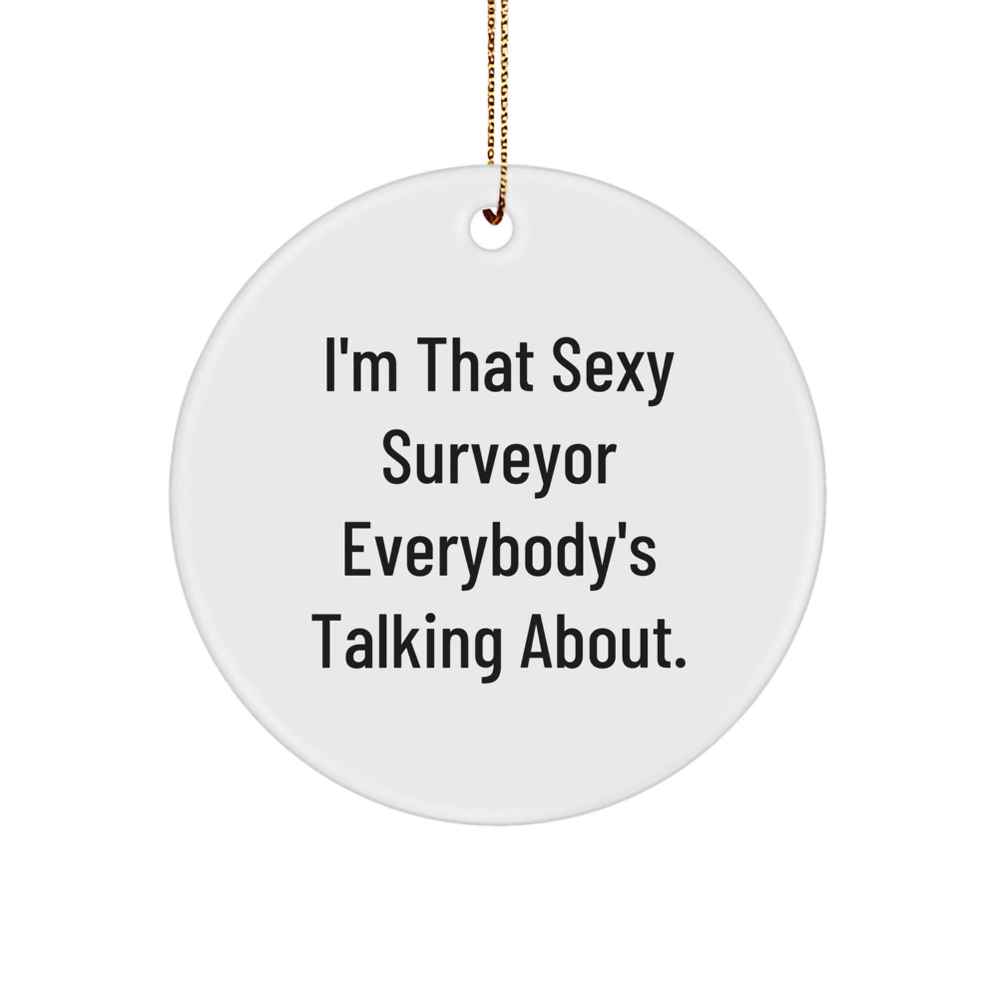 Funny Surveyor Gifts for Men from Friends, I'm That Sexy Surveyor Everybody's Talking About, Christmas Unique Circle Ornament for Surveyor - Image 1