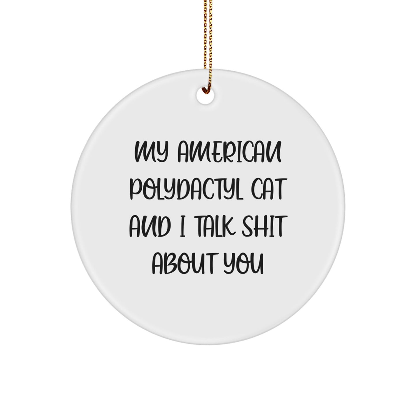 Funny American Polydactyl Cat Gifts, Circle Ornaments for Cat Lovers, Christmas Unique Presents from Friends to Family - Image 1