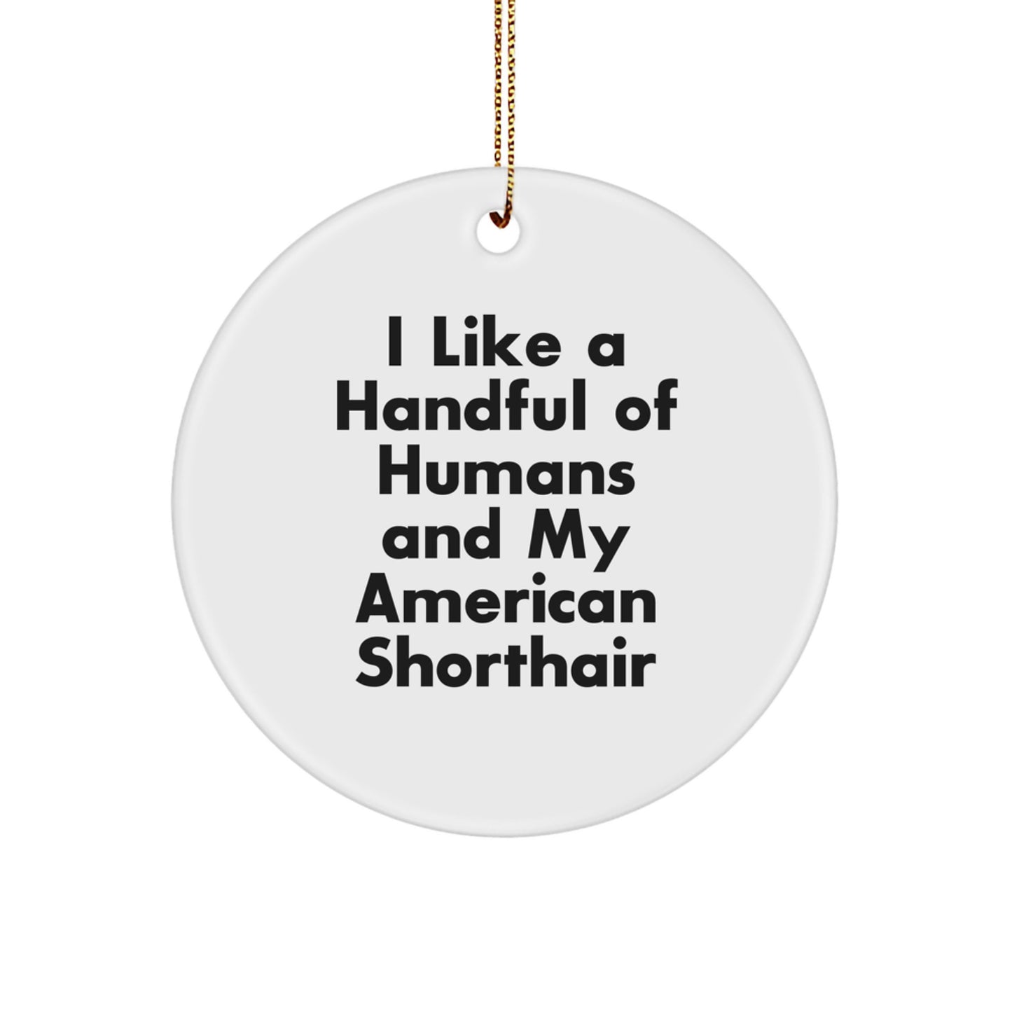 American Shorthair Cat Lovers Gifts from Friends, Funny Circle Ornament, I Like A Handful Of Humans And My American Shorthair, Christmas Unique Gifts - Image 1