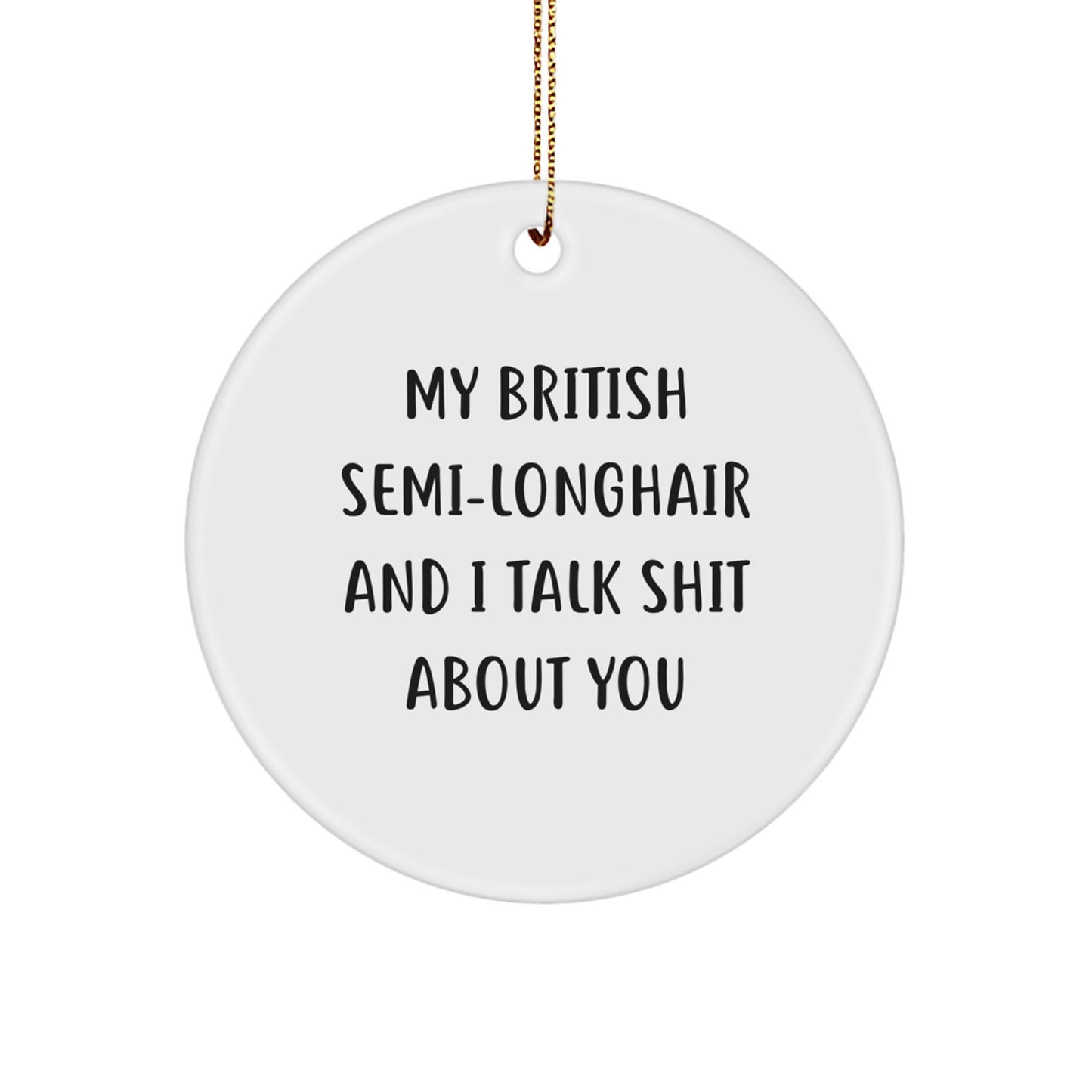 Funny British Semi-Longhair Cat Circle Ornament, Gifts from Friends for Christmas Unique - Image 1