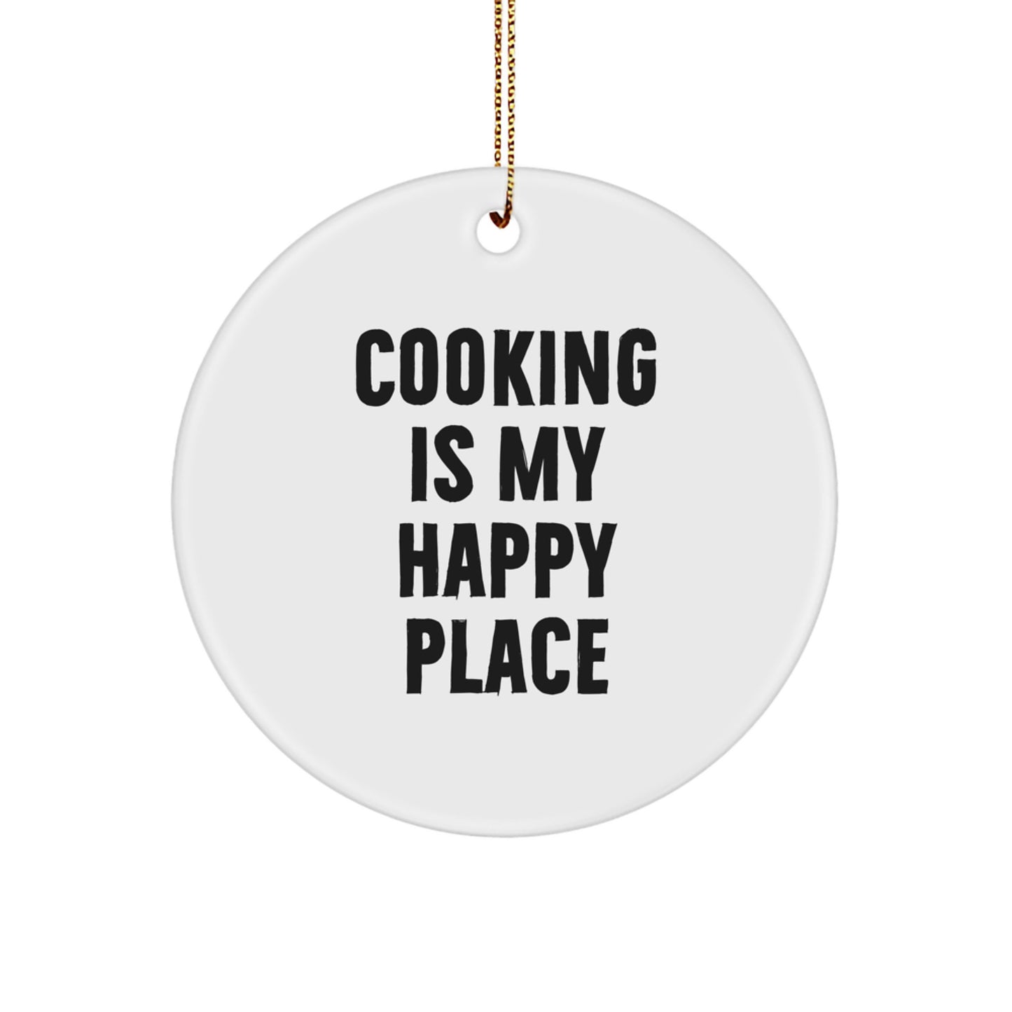 Cooking Gifts from Family and Friends for Cooking Lovers - 'Cooking Is My Happy Place' Christmas Ornament - Image 1