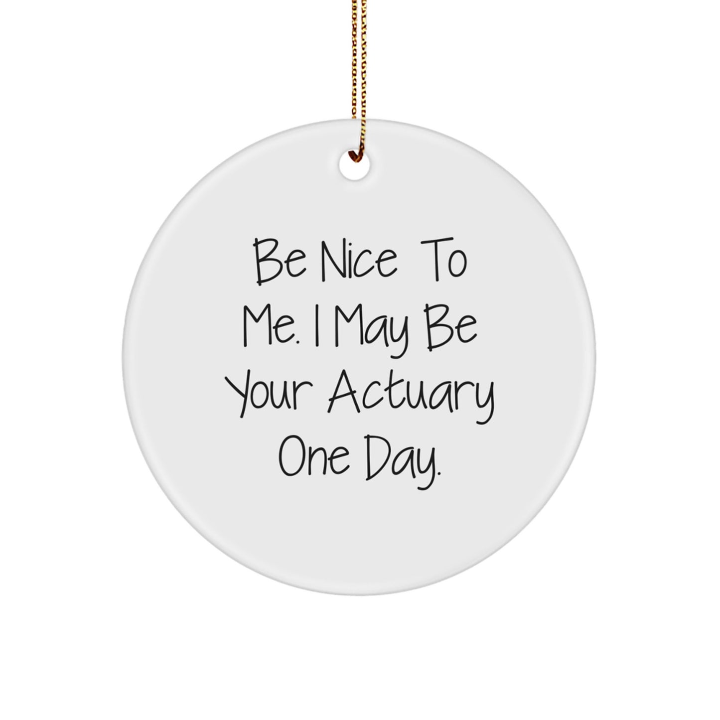 Be Nice Actuary Gifts, Funny Circle Ornament for Actuary Friends, Gifts from Family to Actuary Professionals, Unique Christmas Memorable Presents - Image 1