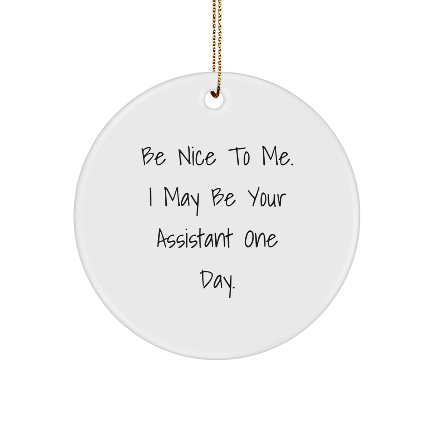 Funny Assistant Gifts from Friends - Be Nice To Me Circle Ornament - Christmas Unique Assistant Gifts for Men Women Family - Image 1