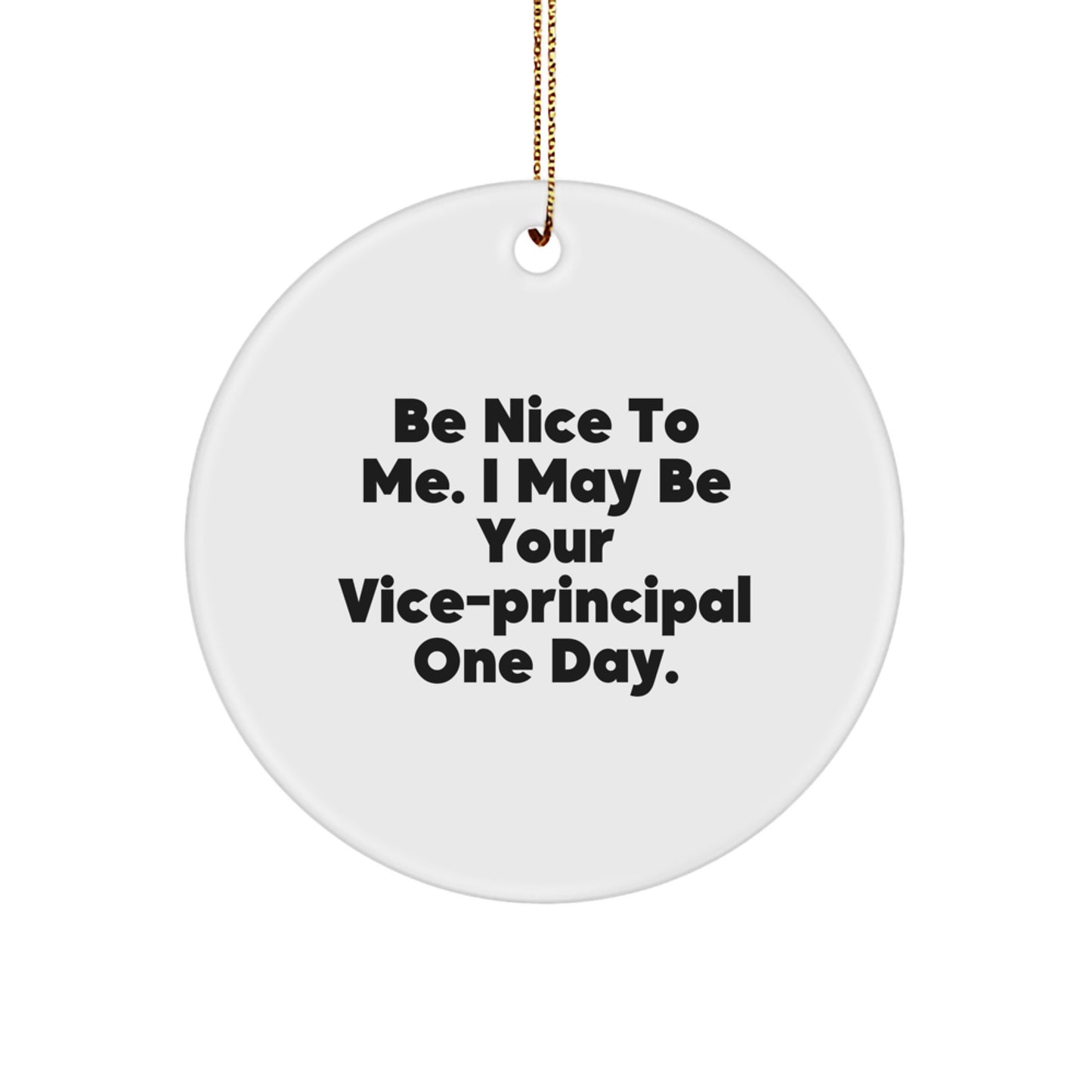 Funny Vice-Principal Gifts - 'Be Nice To Me' Circle Ornament for Vice-Principal Men Friends Family, Christmas Unique Decorations - Image 1